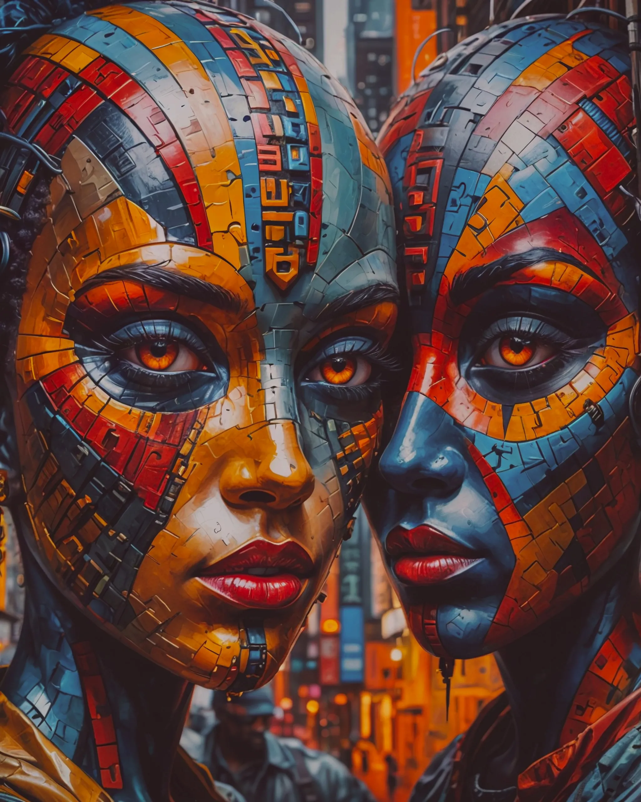 Colourful cubist masks, African - Free AI Photo Generator - starryai