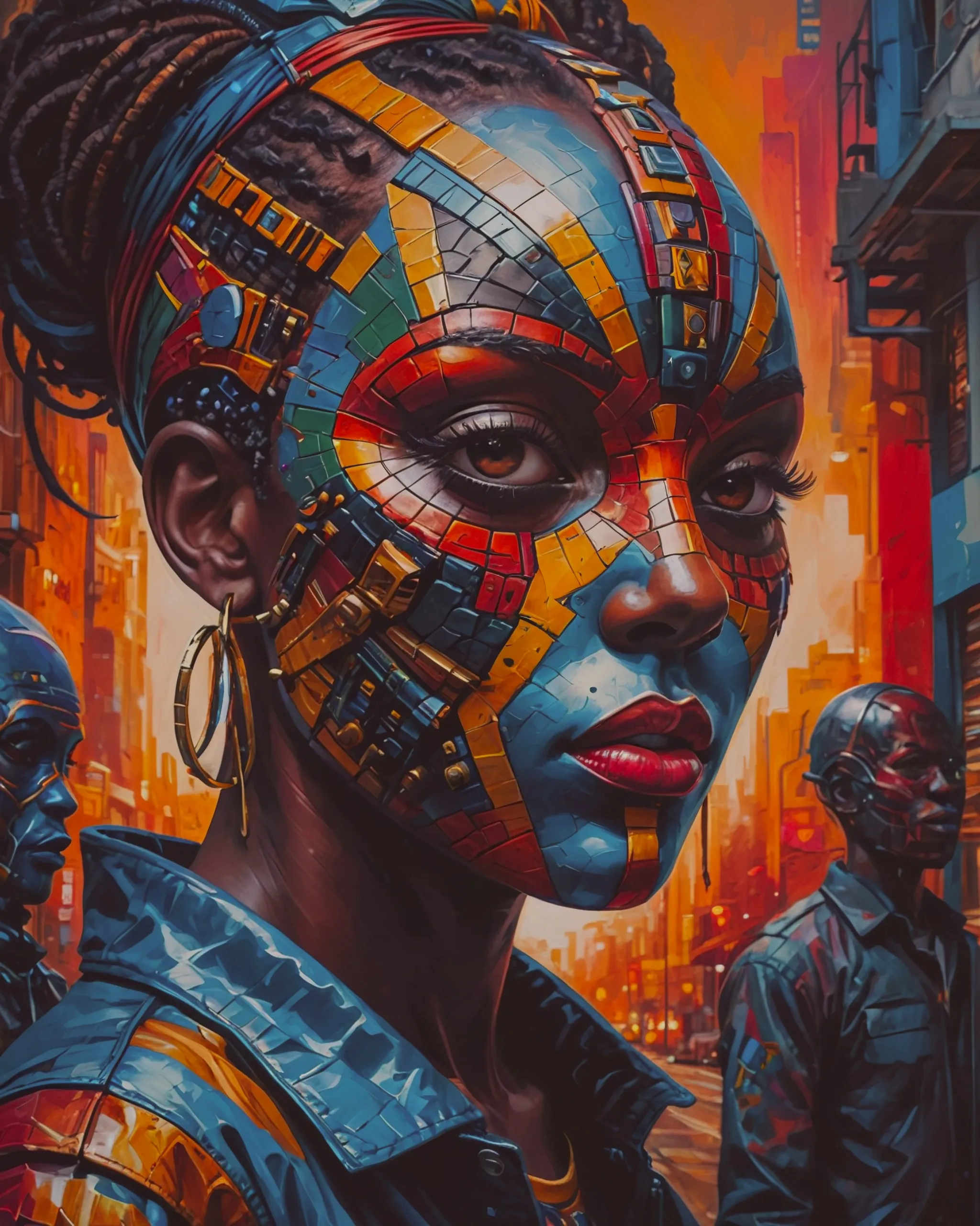 Colourful cubist masks, African - Free AI Photo Generator - starryai