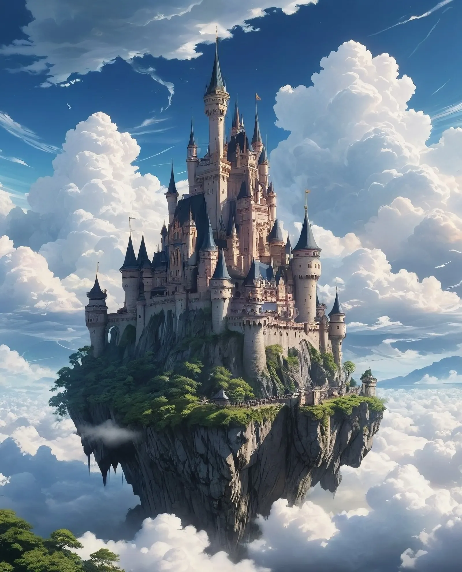 A magical castle floating among - Free AI Photo Generator - starryai