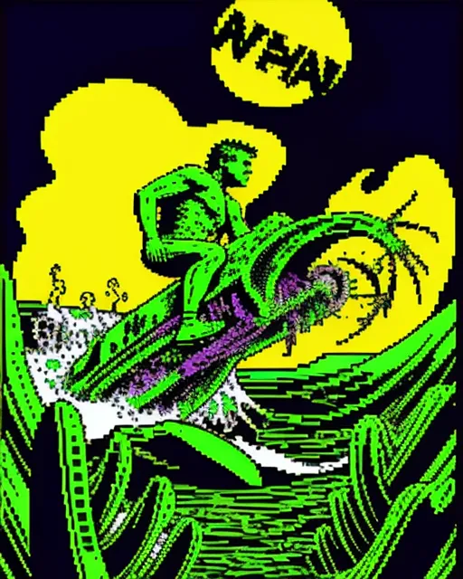 a surfer riding crashing waves - Free AI Photo Generator - starryai