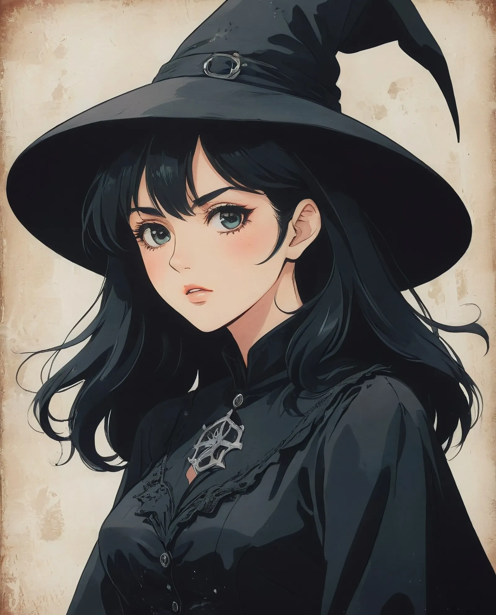 Gorgeous witch wearing black with black hair goth 