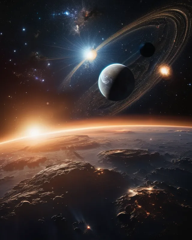 Cosmic explosion stars planets - Free AI Photo Generator - starryai