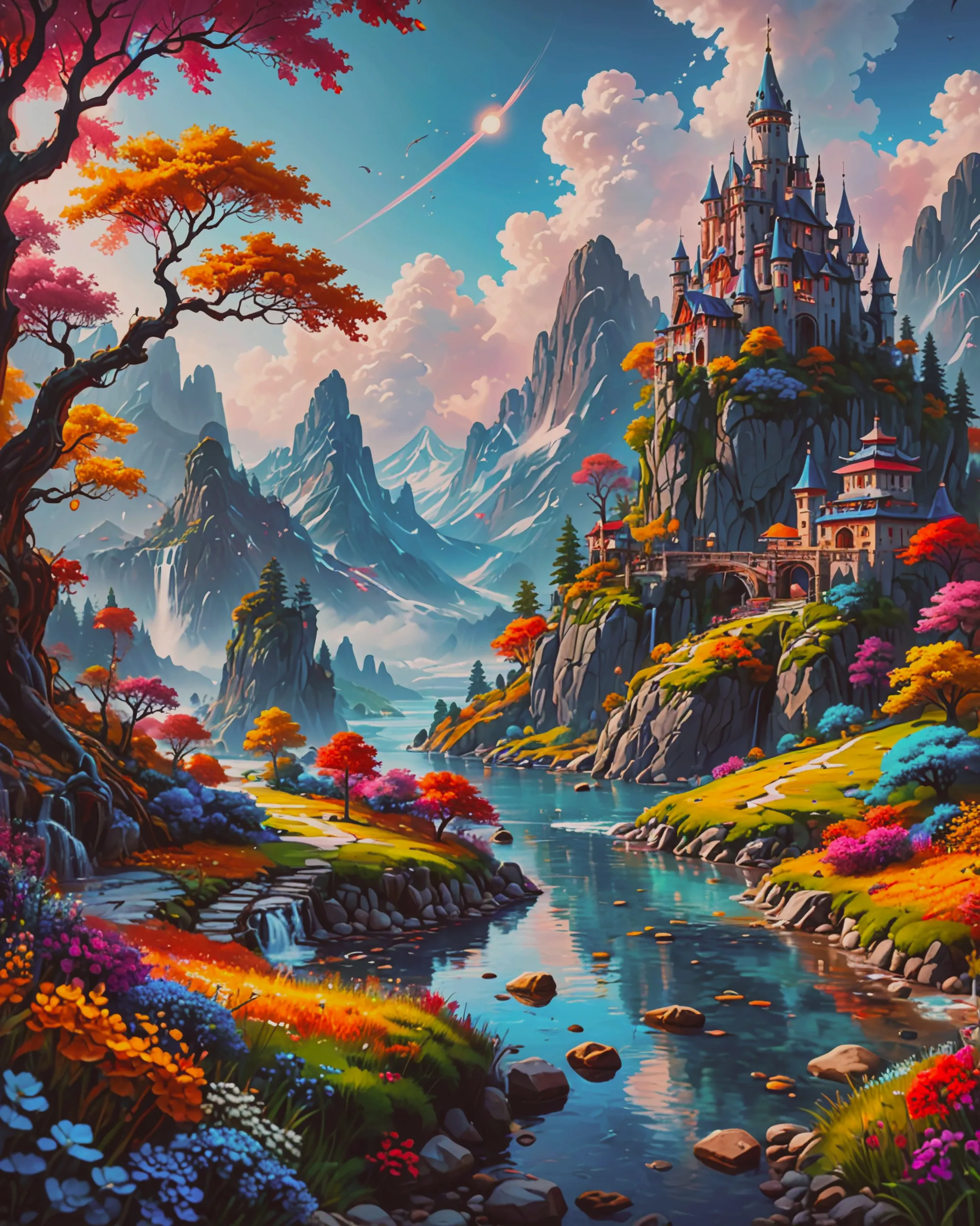 Create a brush realm where vivid - Free AI Photo Generator - starryai
