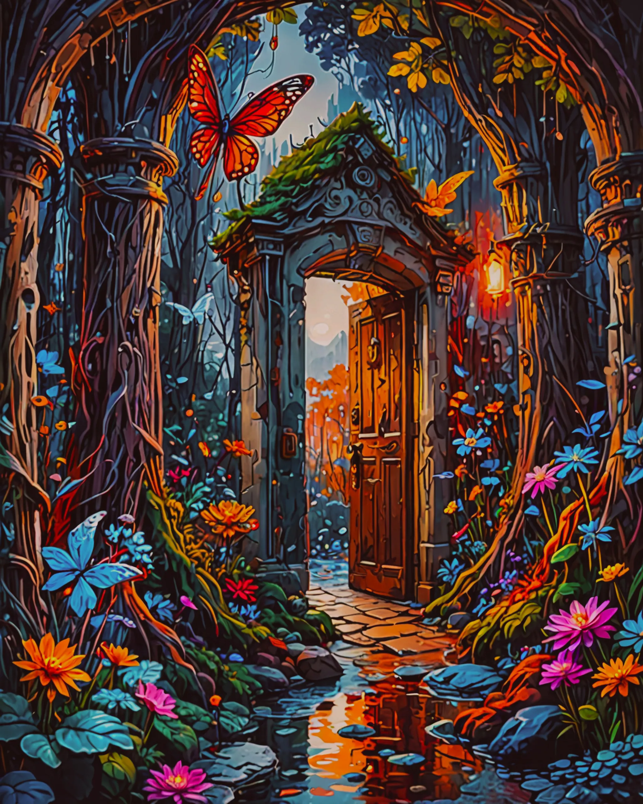 Brush creating a secret realm - Free AI Photo Generator - starryai