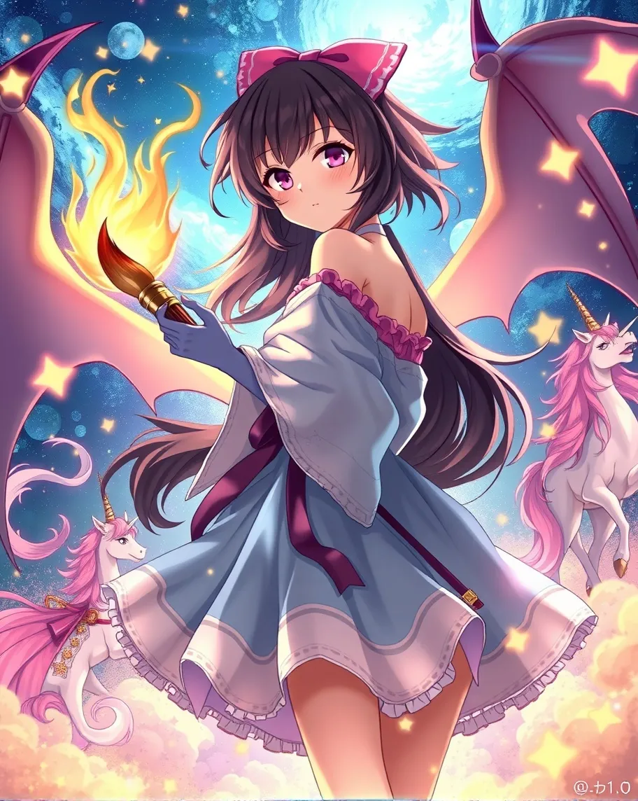 Anime girl brush realm - Free AI Photo Generator - starryai