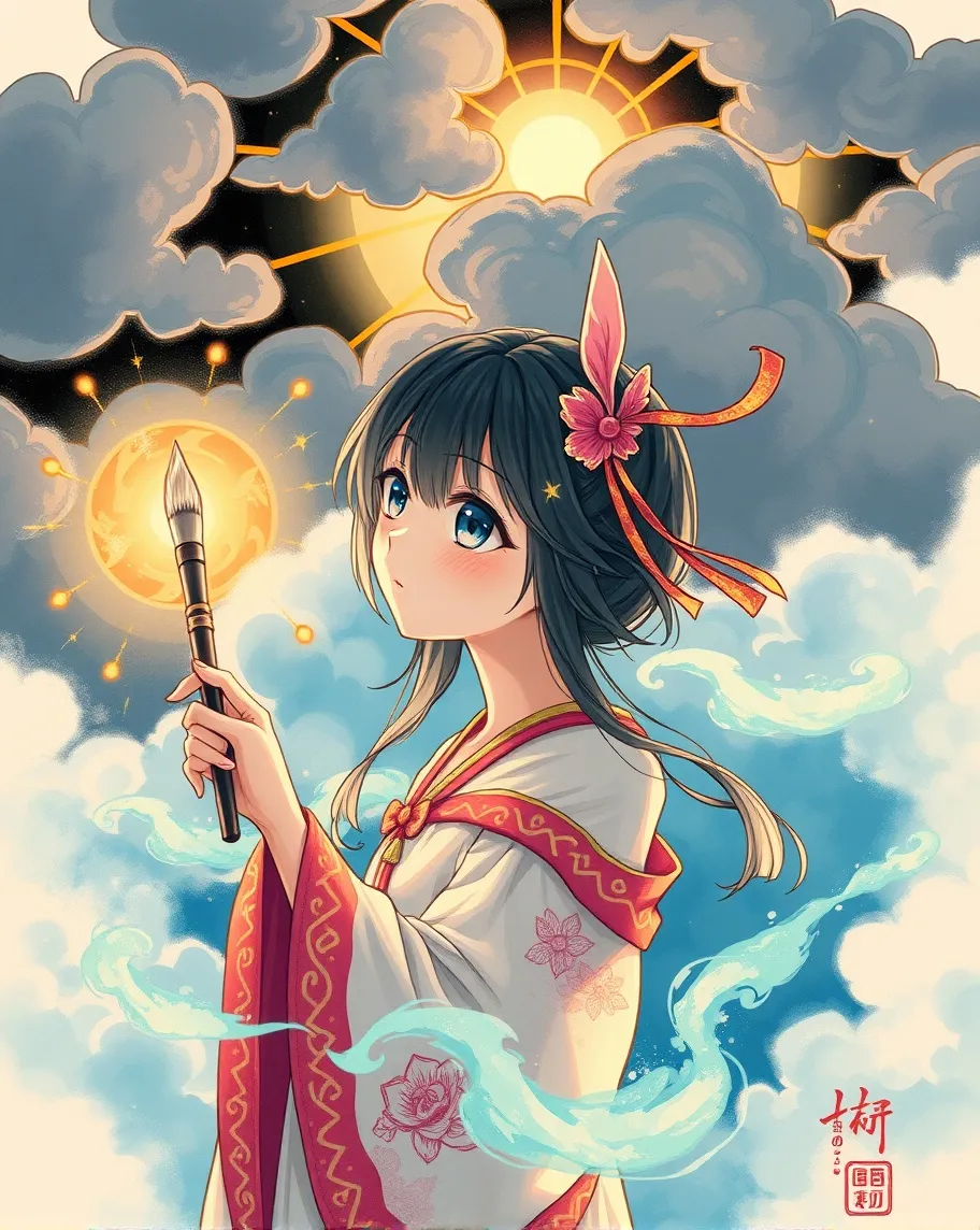 Anime girl brush realm - Free AI Photo Generator - starryai