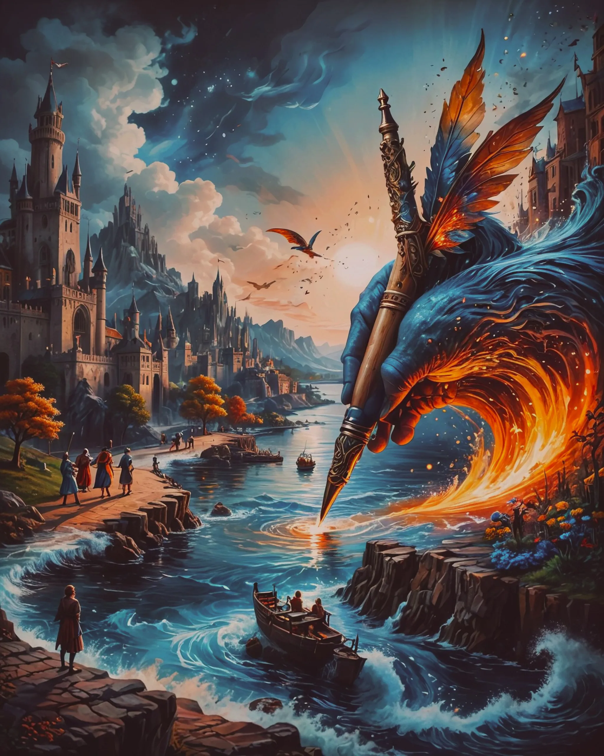 A surreal landscape where ink pen - Free AI Photo Generator - starryai
