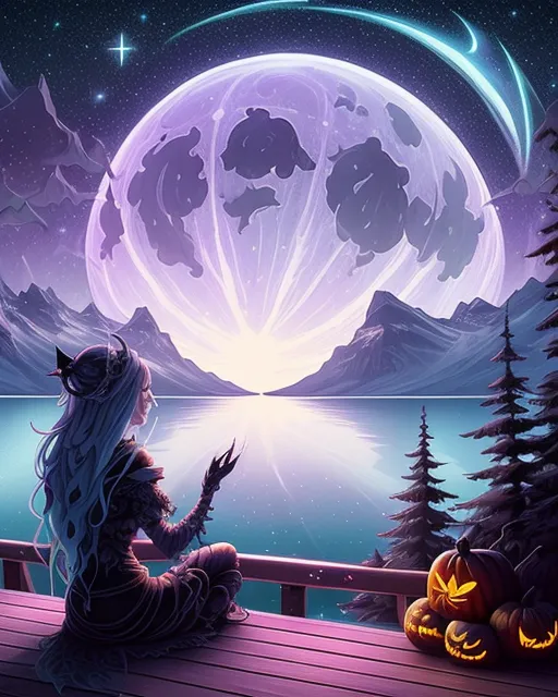 Starey night sky large glowing - Free AI Photo Generator - starryai