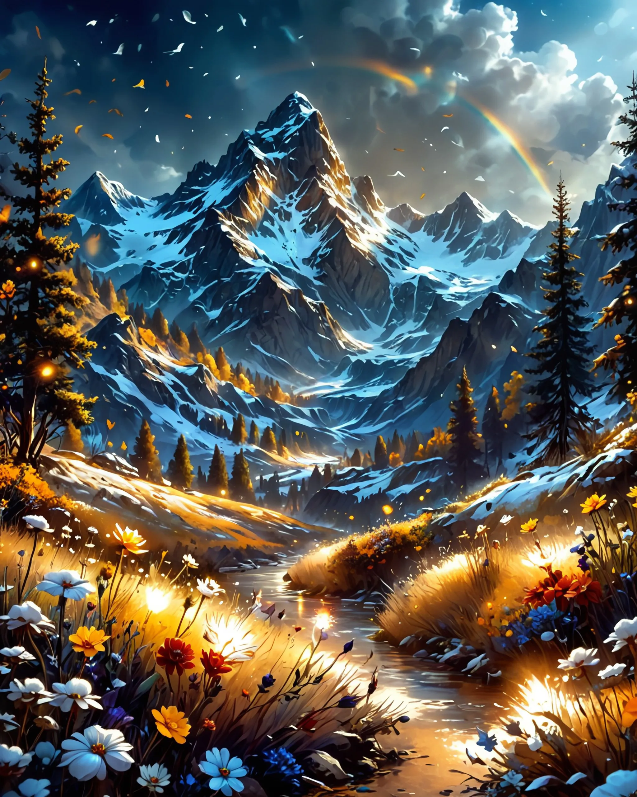 Rugged, snow-dusted peaks alpine - Free AI Photo Generator - starryai