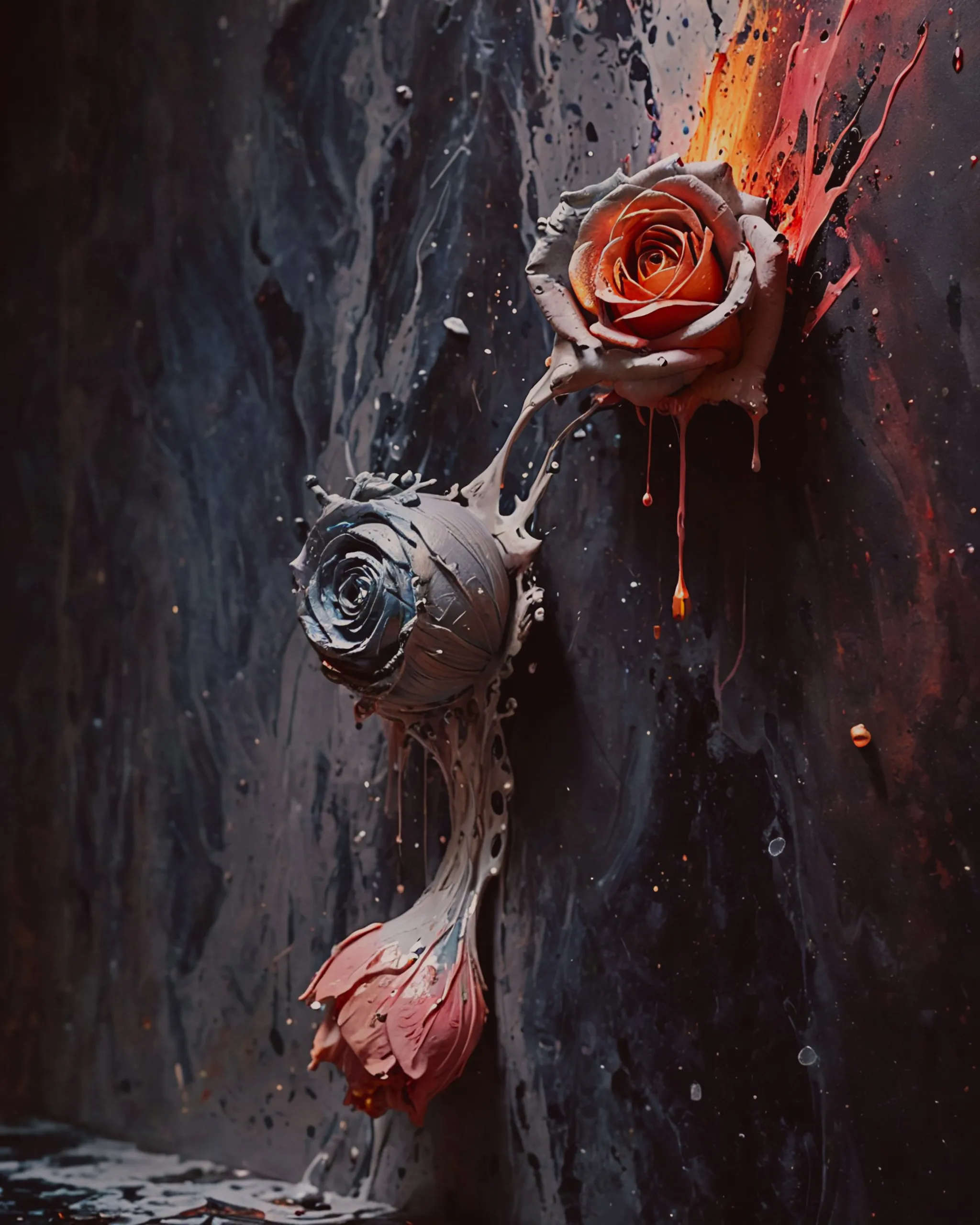 Dripping paint pink silver - Free AI Photo Generator - starryai