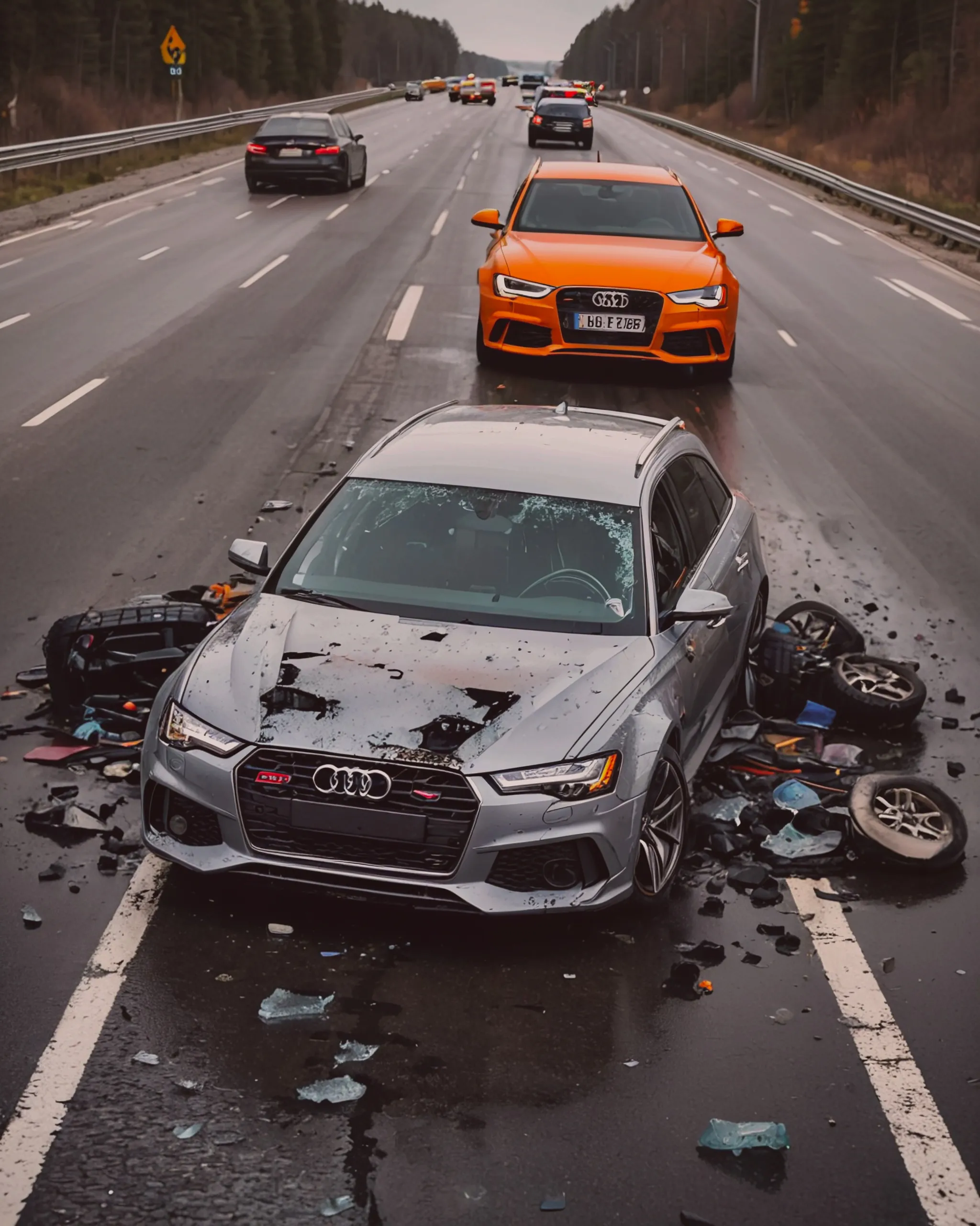 Getting a Audi RS6 accident being - Free AI Photo Generator - starryai