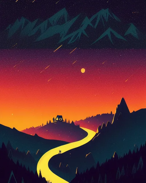 Mountains at night - Free AI Photo Generator - starryai