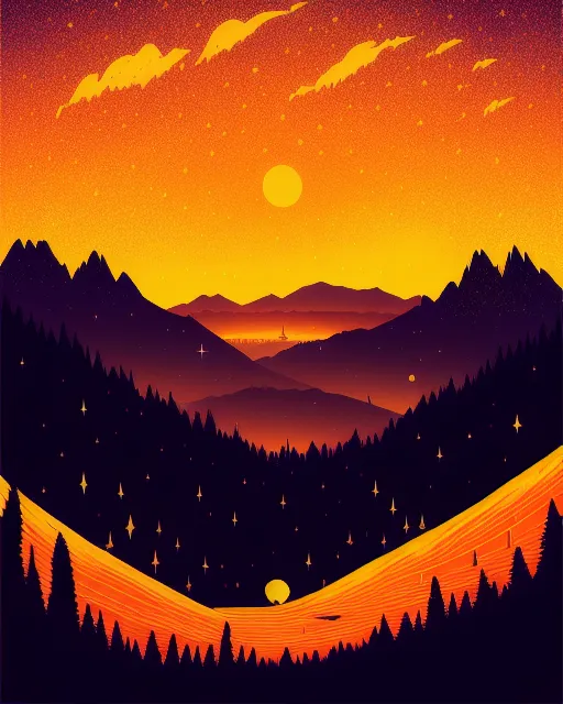 Mountains at night - Free AI Photo Generator - starryai