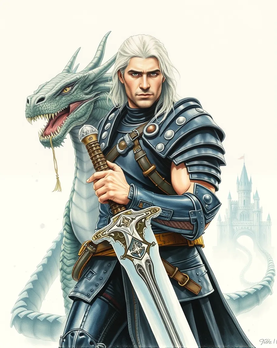 White haired muscular man warrior - Free AI Photo Generator - starryai