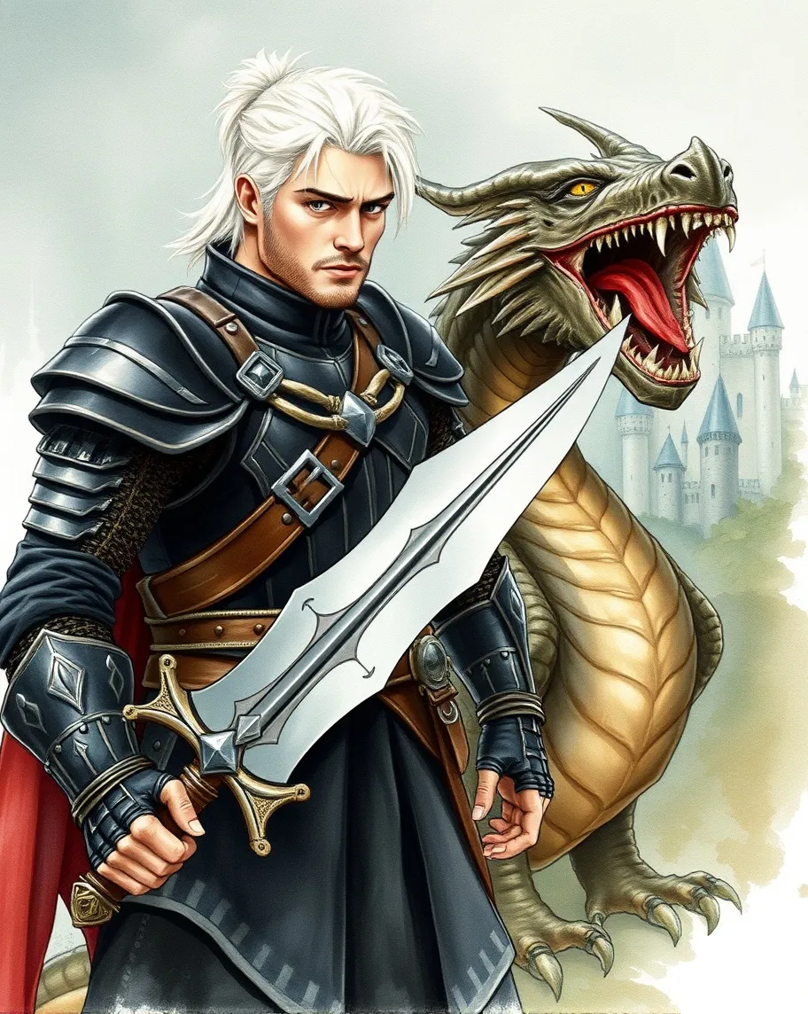 White haired muscular man warrior - Free AI Photo Generator - starryai
