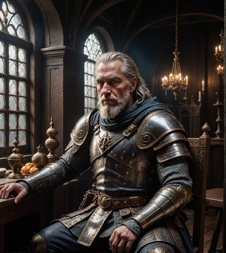 White haired muscular man warrior - Free AI Photo Generator - starryai