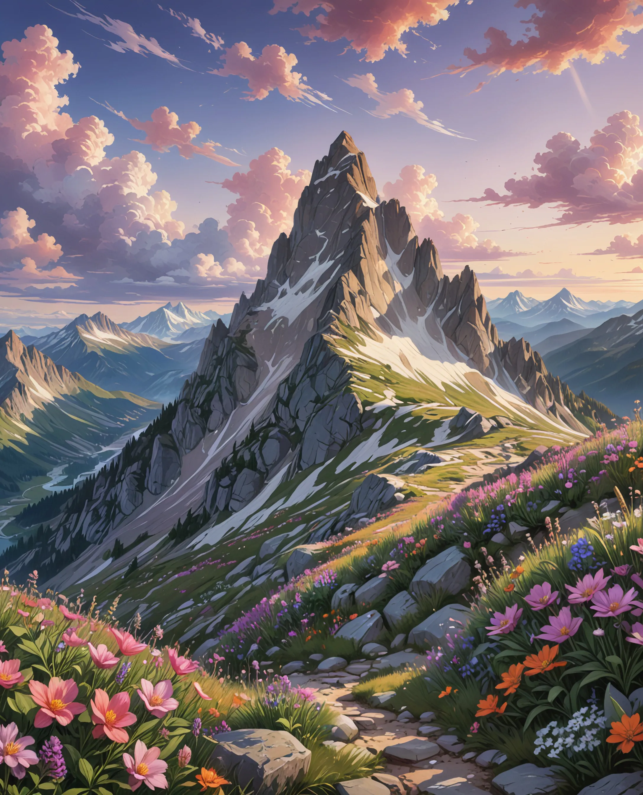On a mountain top above clouds - Free AI Photo Generator - starryai