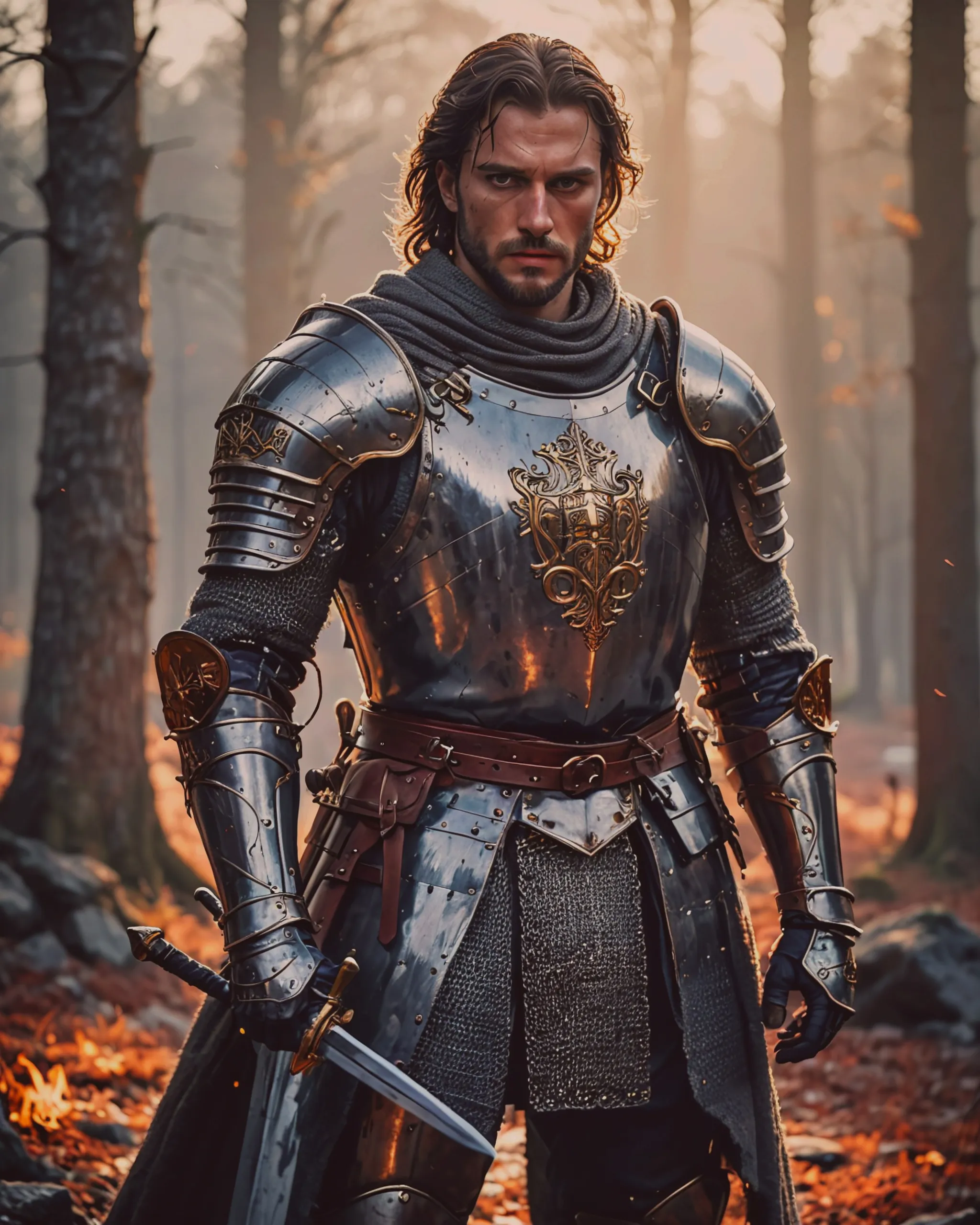 A medieval knight wielding his at - Free AI Photo Generator - starryai