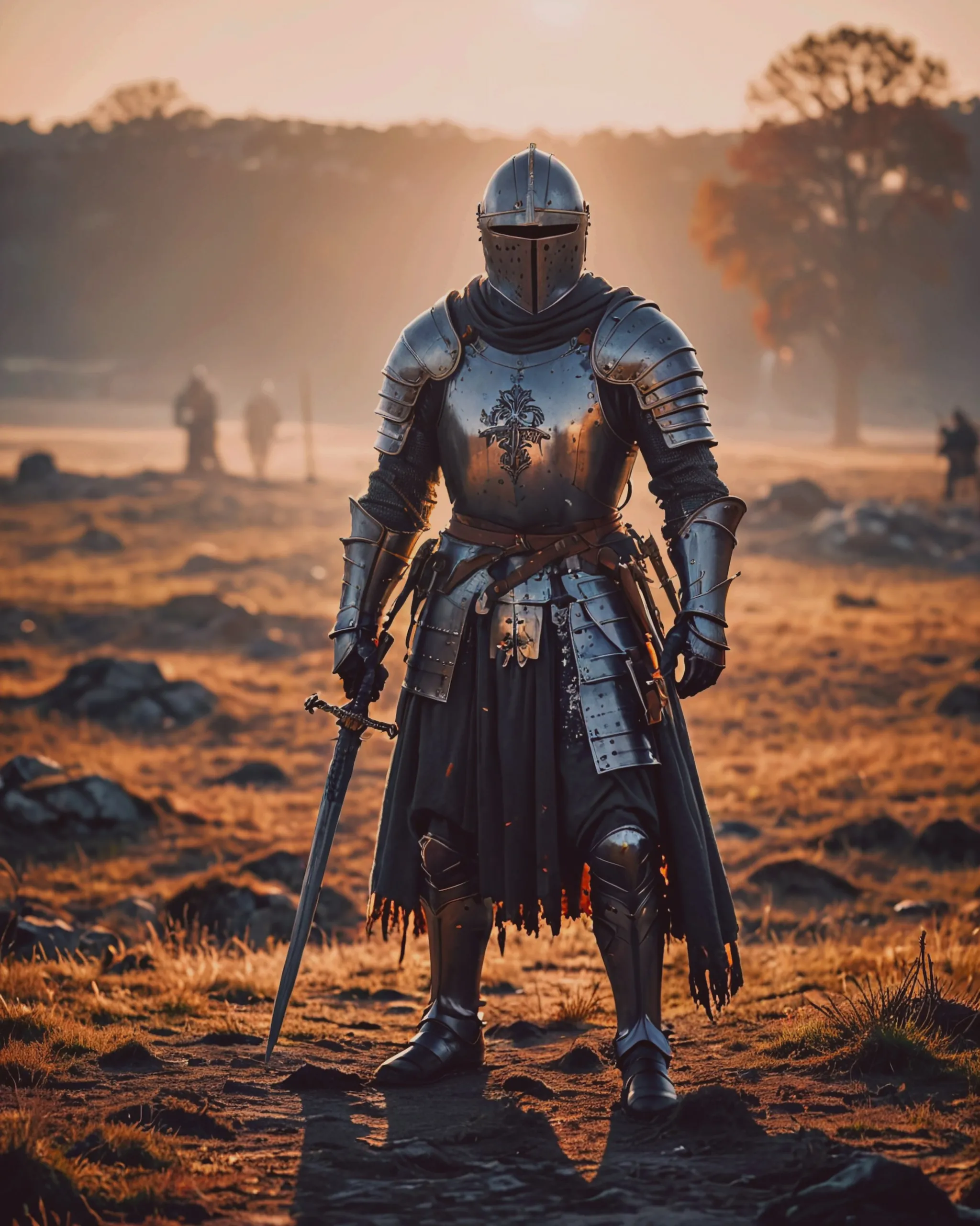A medieval knight wielding his at - Free AI Photo Generator - starryai