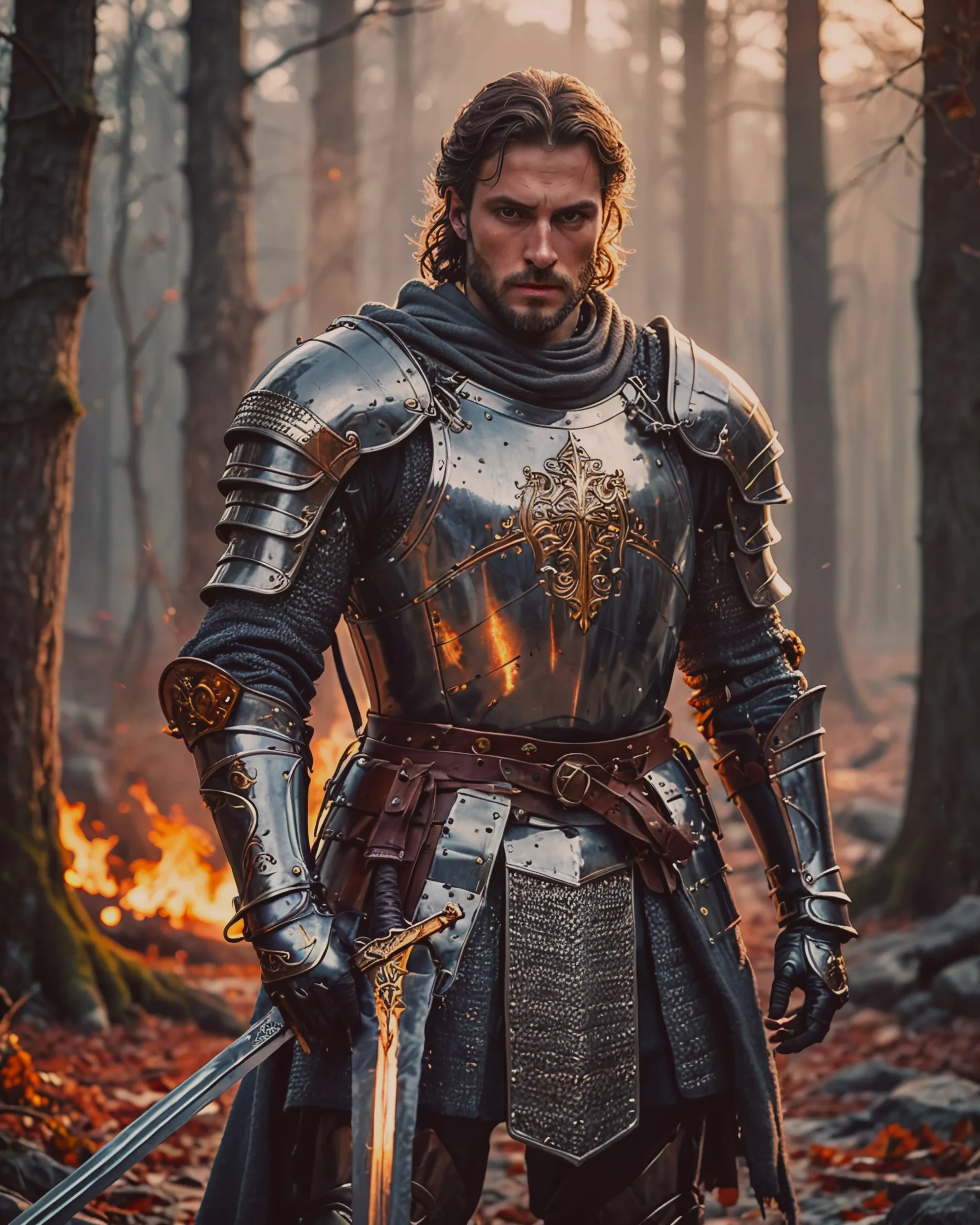 A medieval knight wielding his at - Free AI Photo Generator - starryai