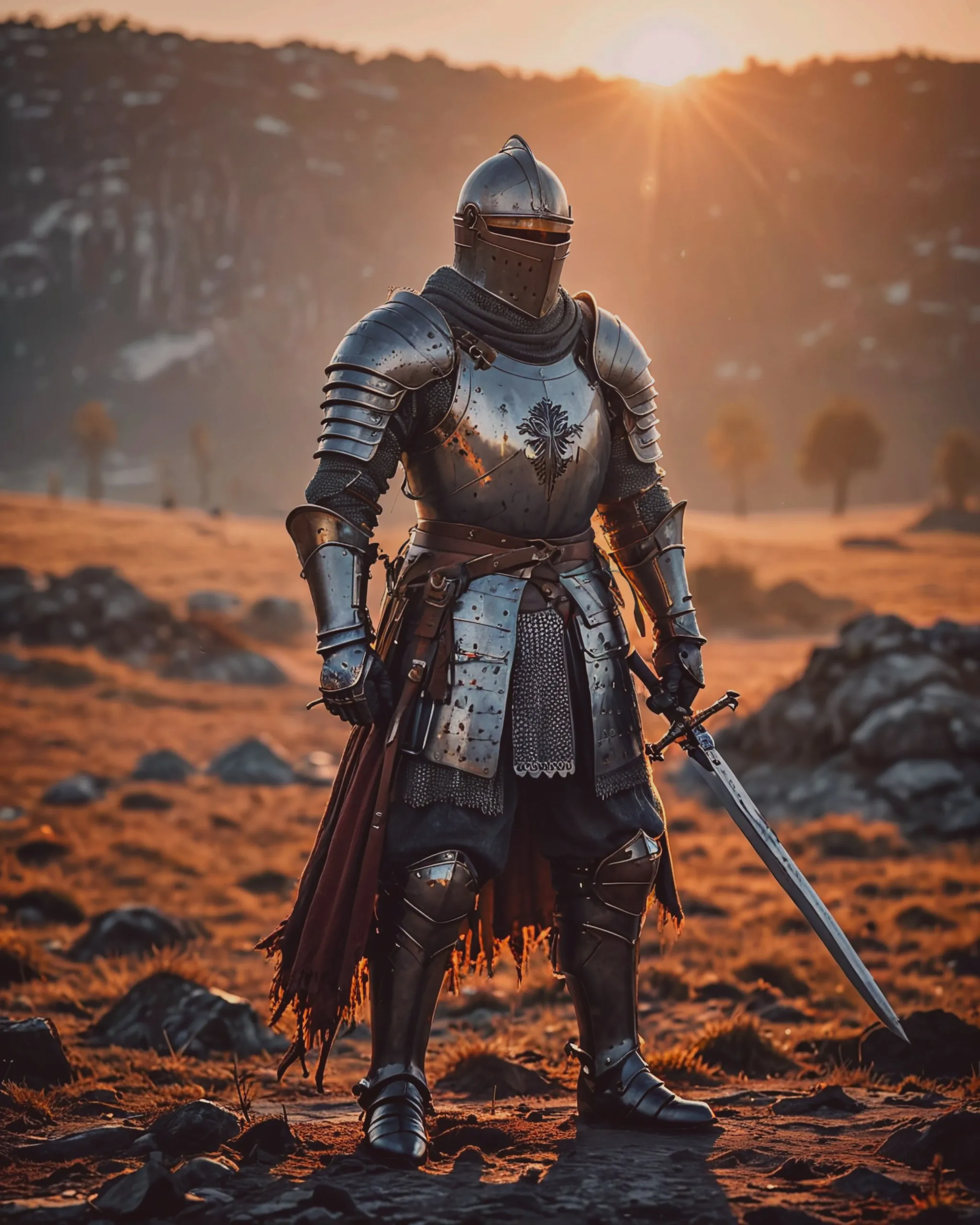 A medieval knight wielding his at - Free AI Photo Generator - starryai