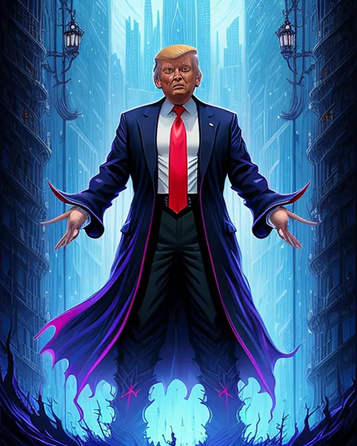 Donald Trump standing on Trump Tower making America great