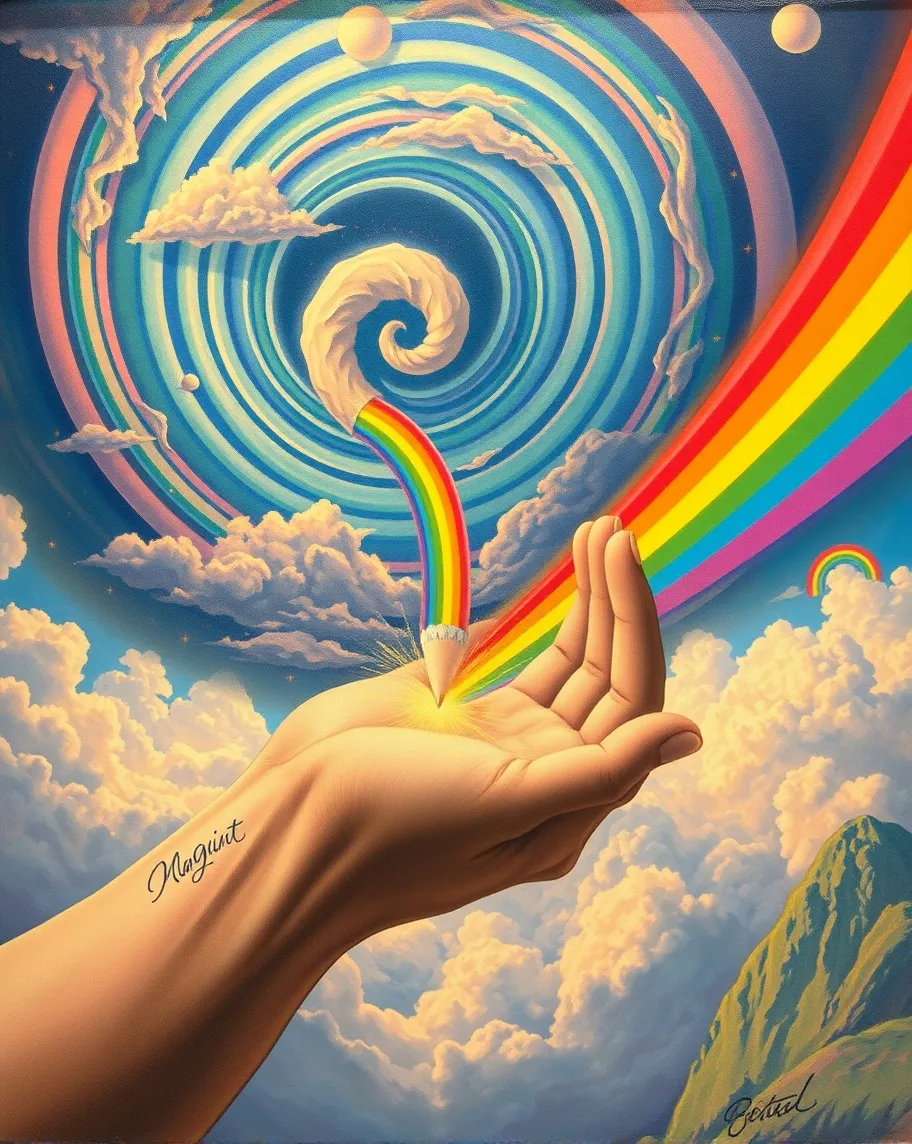 A liquid Rainbow which ist drawn - Free AI Photo Generator - starryai