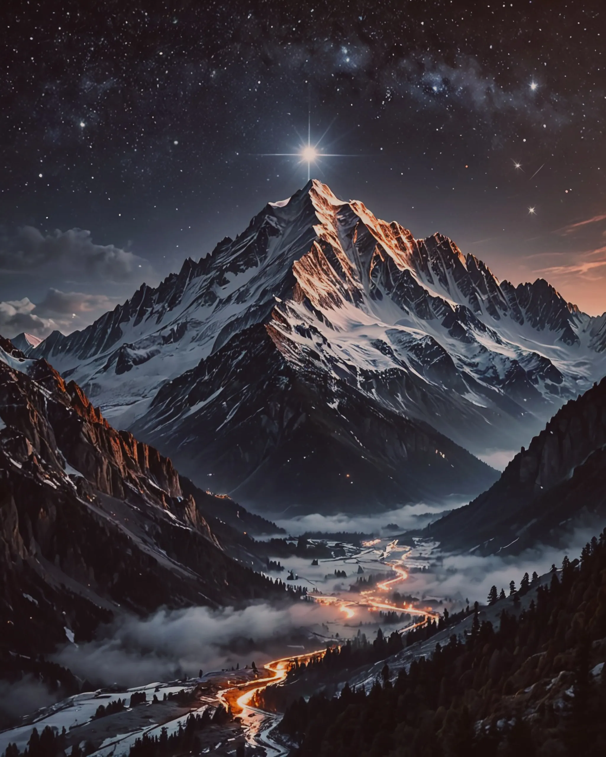 A snowy mountain range - Free AI Photo Generator - starryai