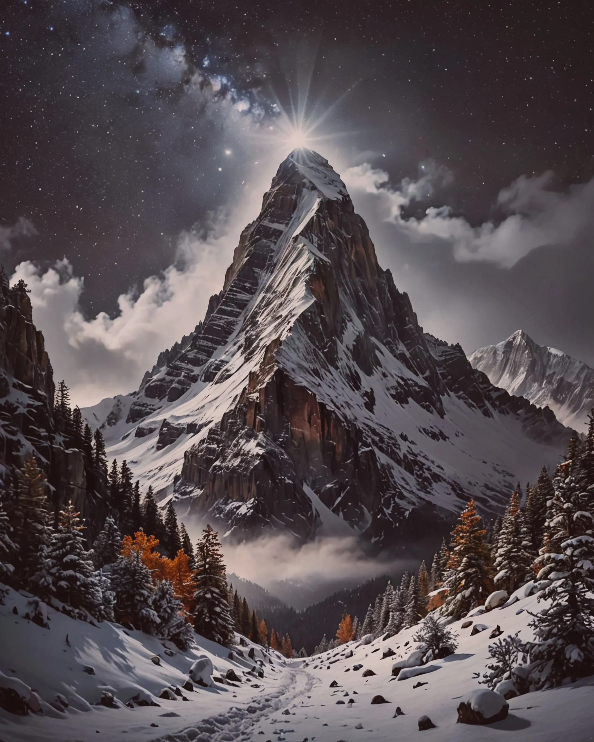 A snowy mountain range - Free AI Photo Generator - starryai