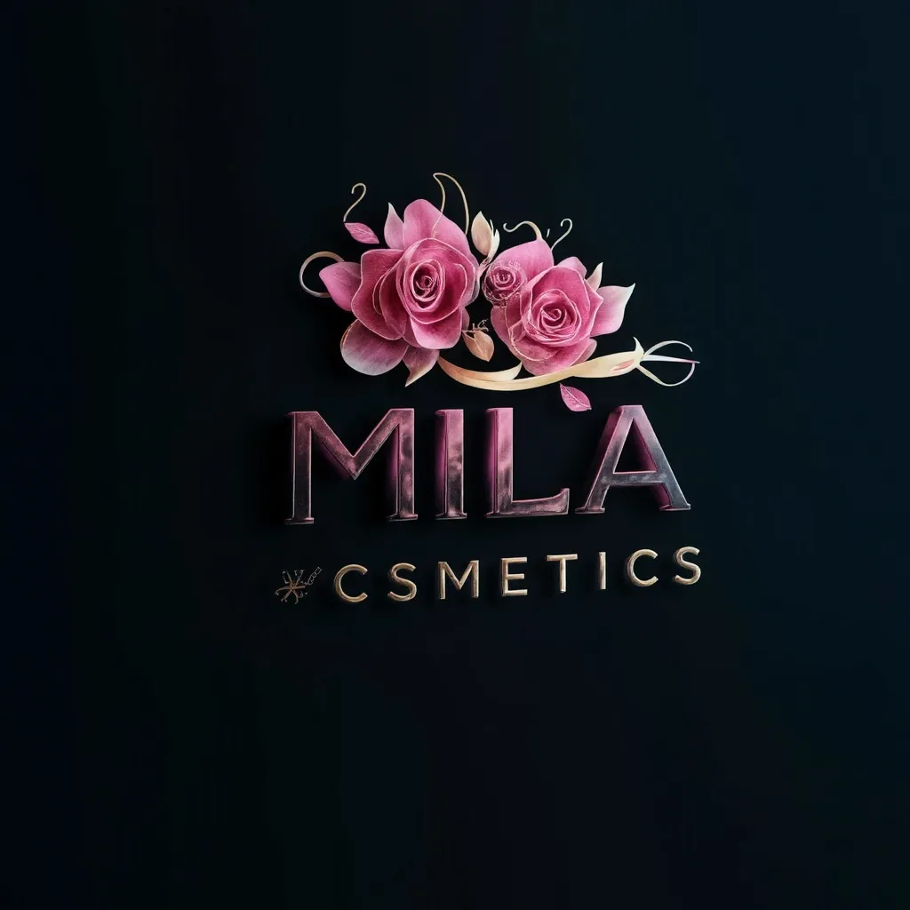 Wonderful logo “MILA Cosmetics” written for Calligraphy and strong fonts. RoseGolg colours of dark background 