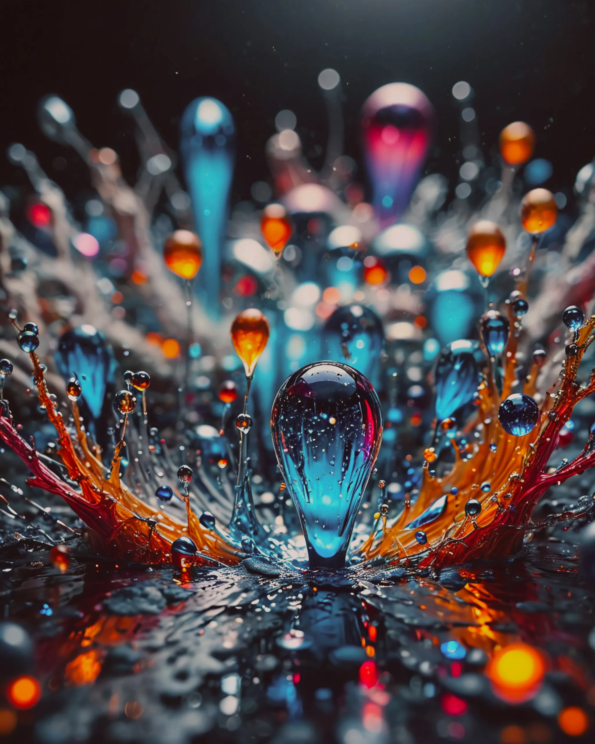 There are many single water drops  and each water drop has it own highly detailed mini heavenly world within 4k , uhd , ultra realistic  , very detailed , very life like , ultra dtailed,  very realistic 