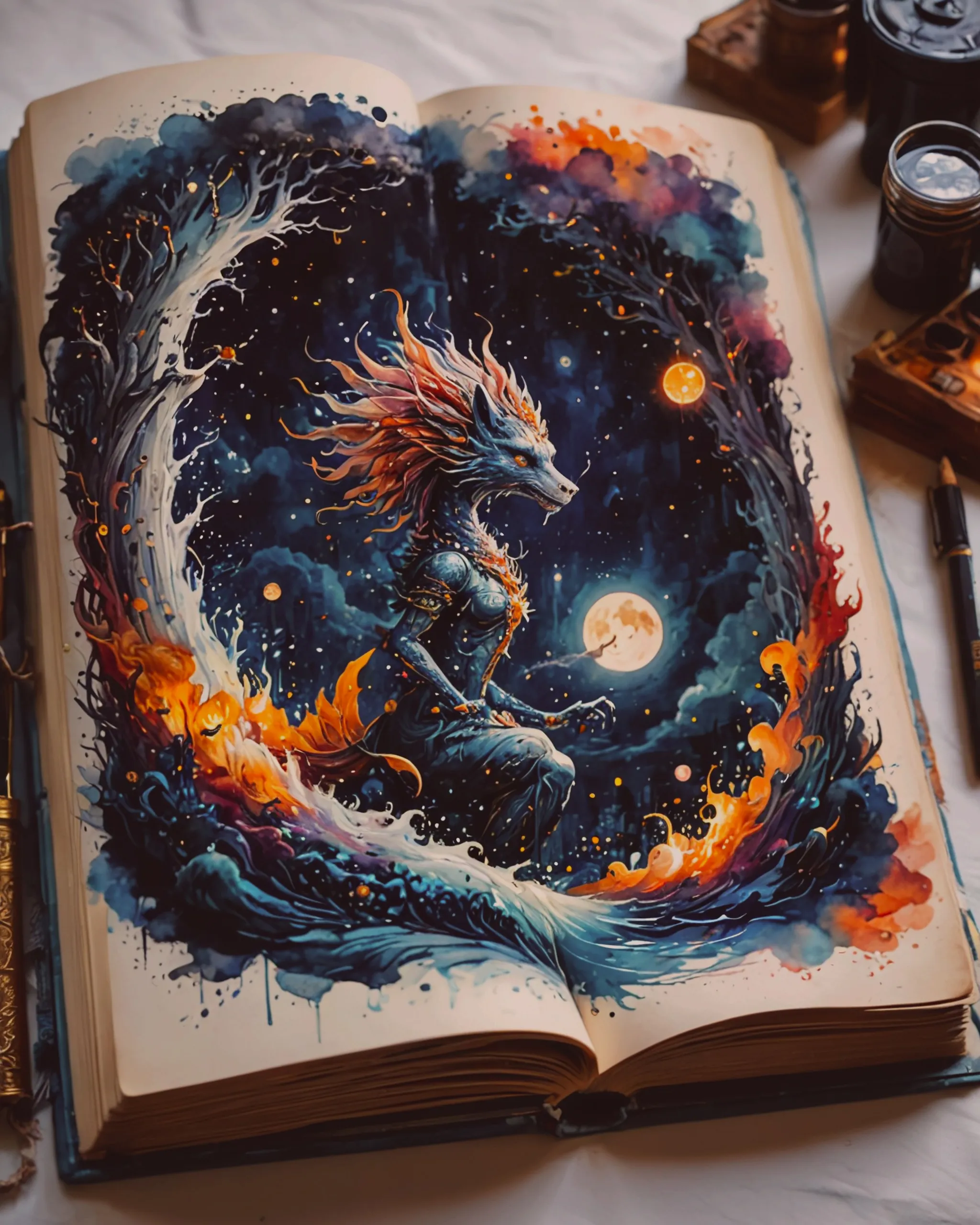 beautiful watercolor painting ink - Free AI Photo Generator - starryai