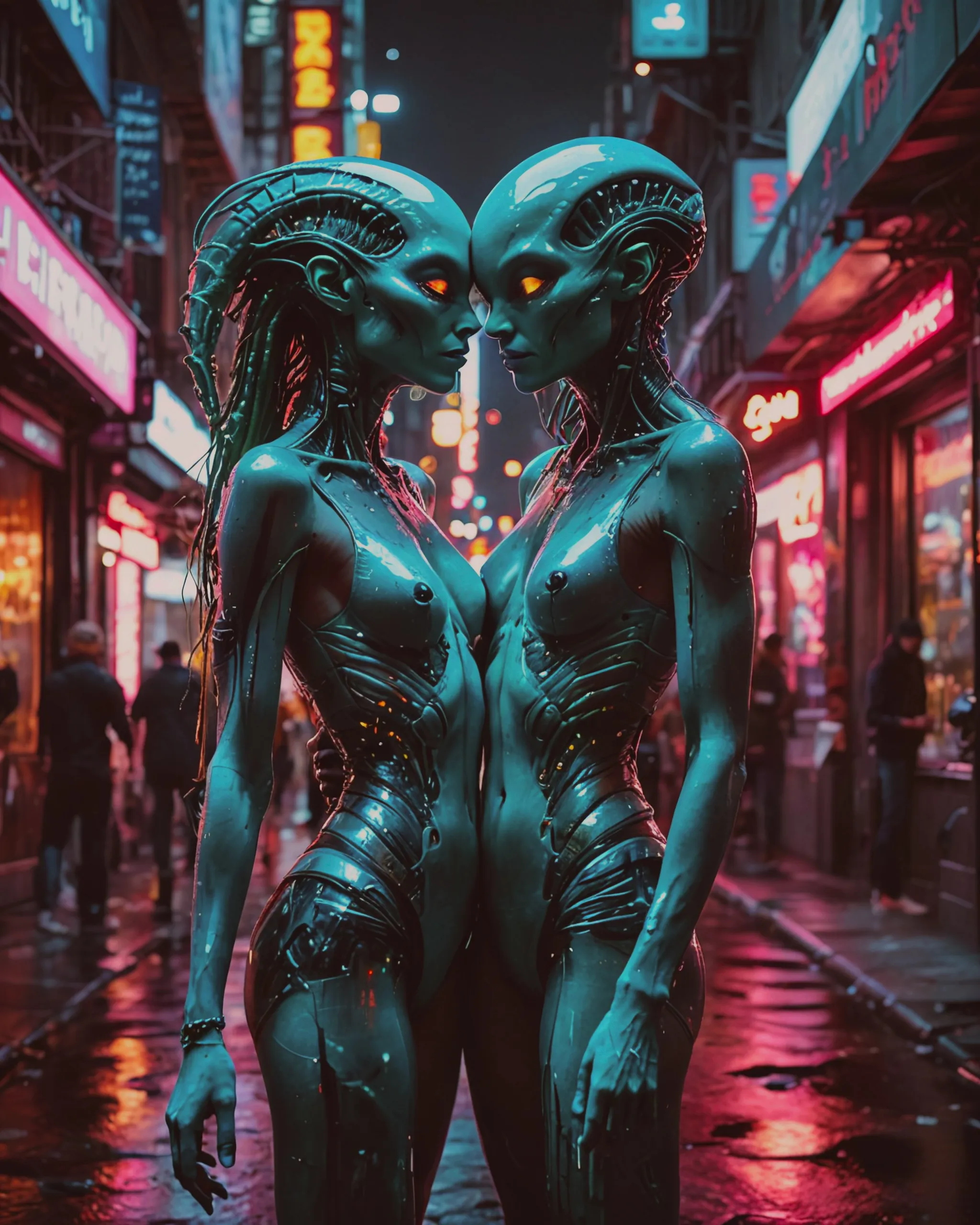 Human/alien hybrids female male - Free AI Photo Generator - starryai