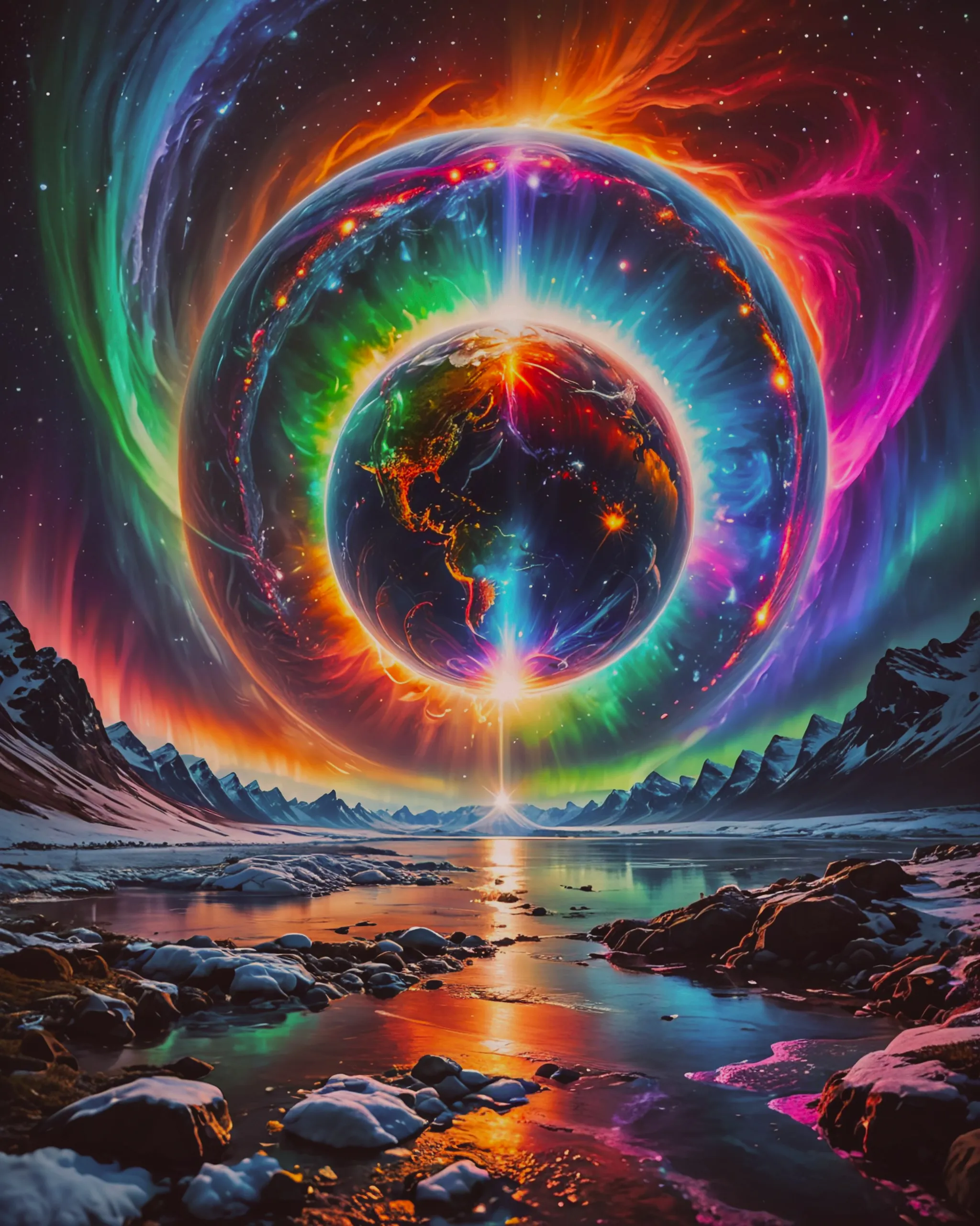 shimmering Rainbow planet, - Free AI Photo Generator - starryai