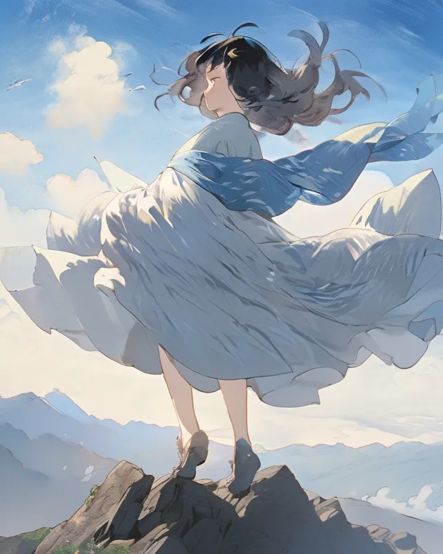 Standing atop a mountain dress - Free AI Photo Generator - starryai