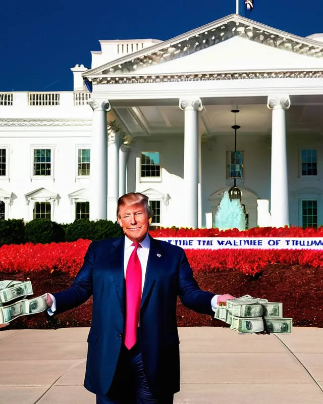 Donald Trump doing a money spread right in front of the White House 