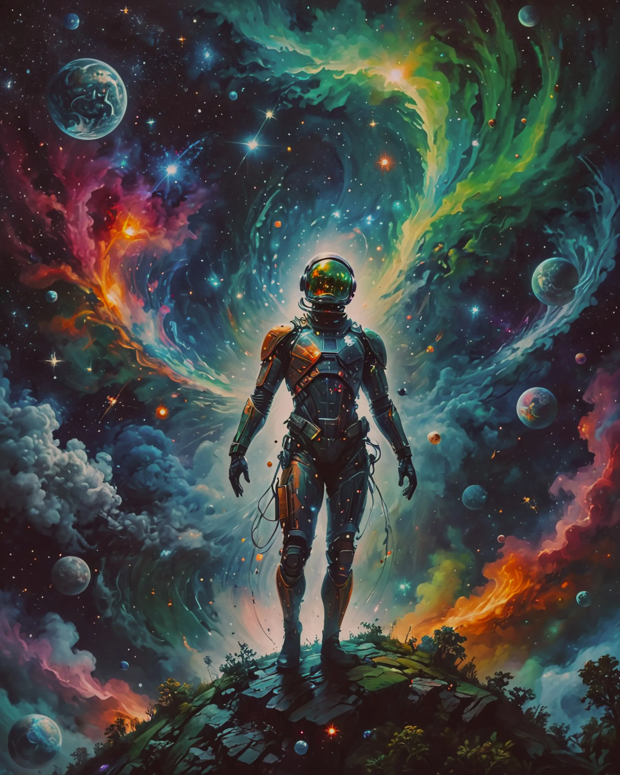 A painter. Floating space a half - Free AI Photo Generator - starryai