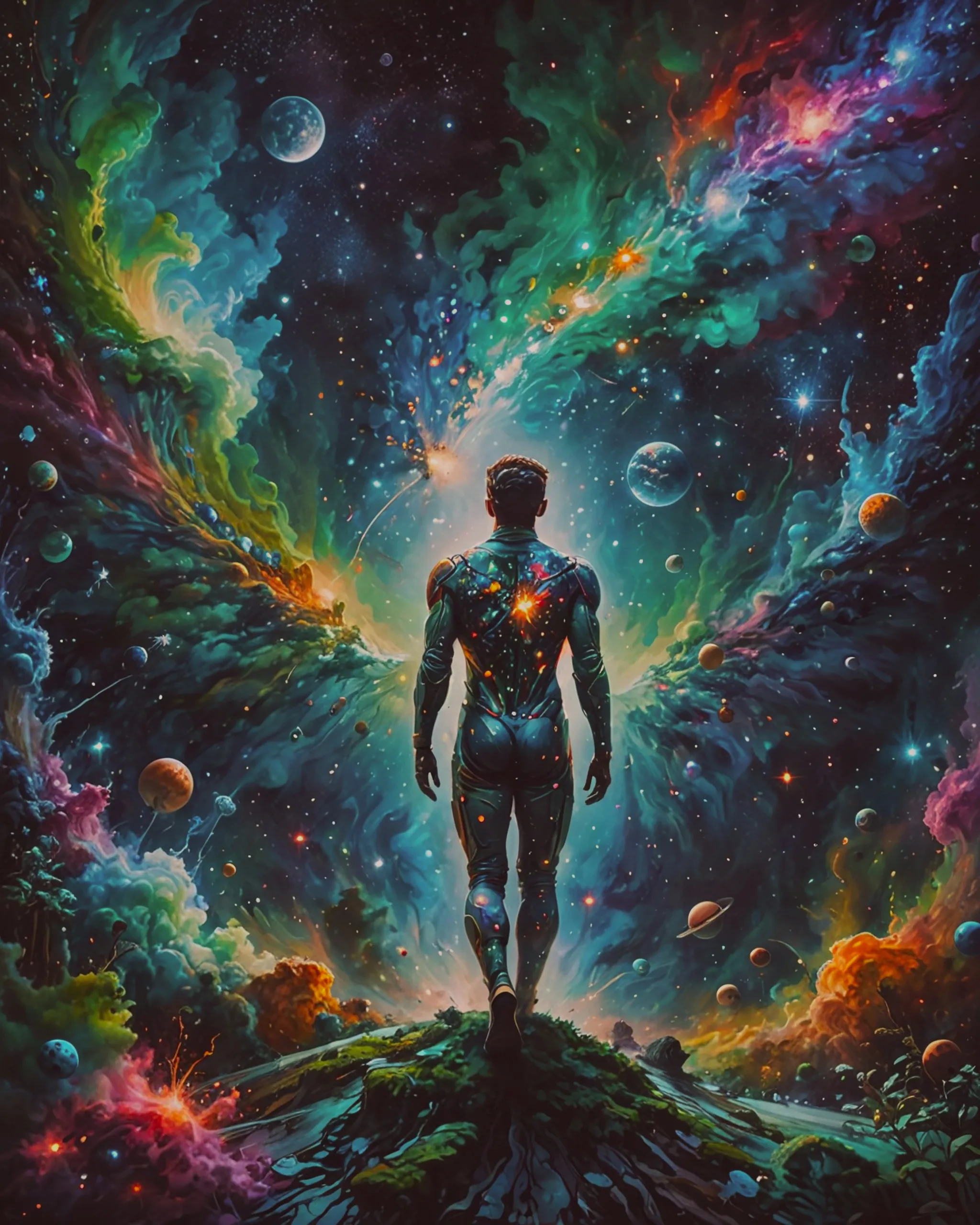 A painter. Floating space a half - Free AI Photo Generator - starryai