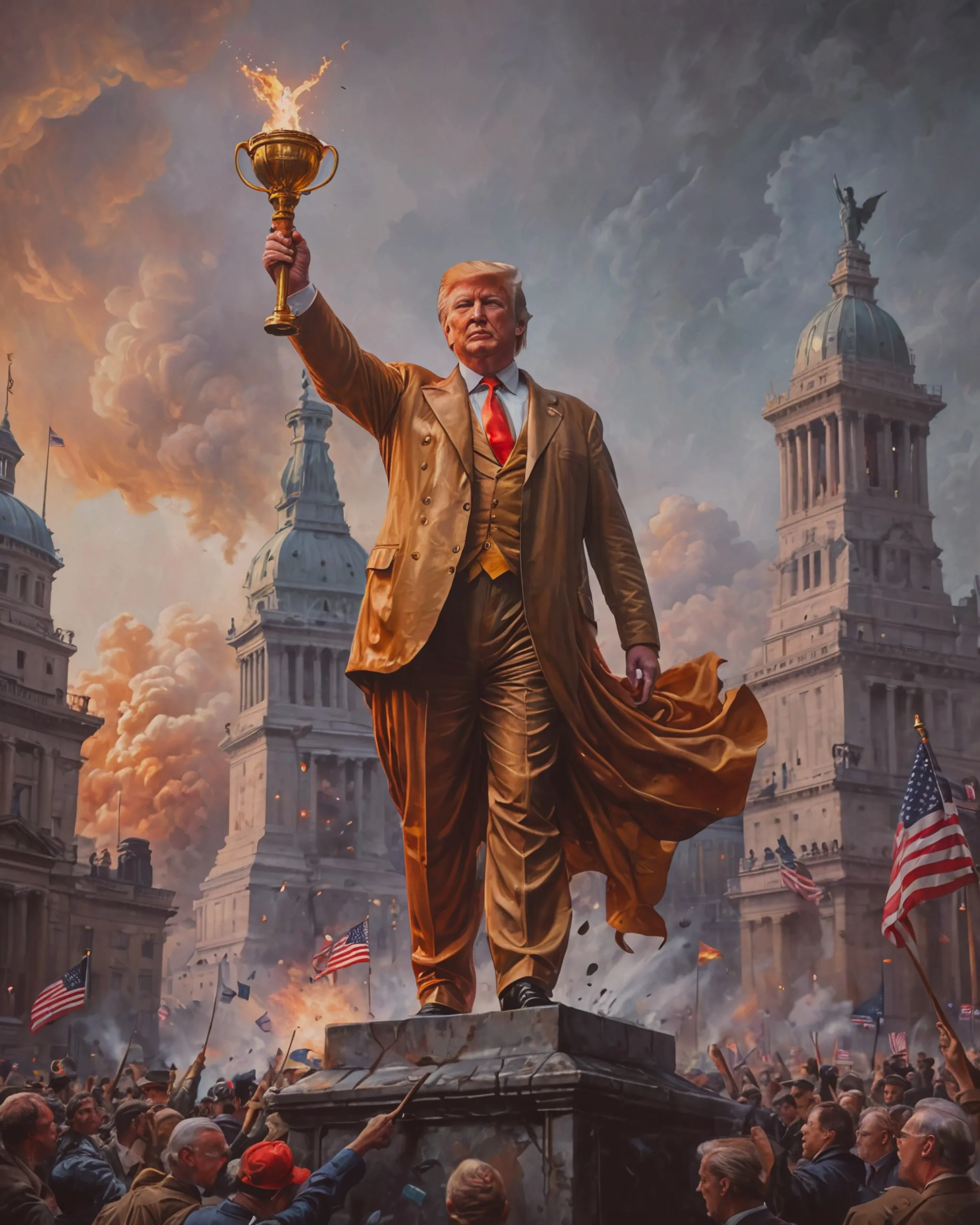 Donald Trump as the state of liberty 