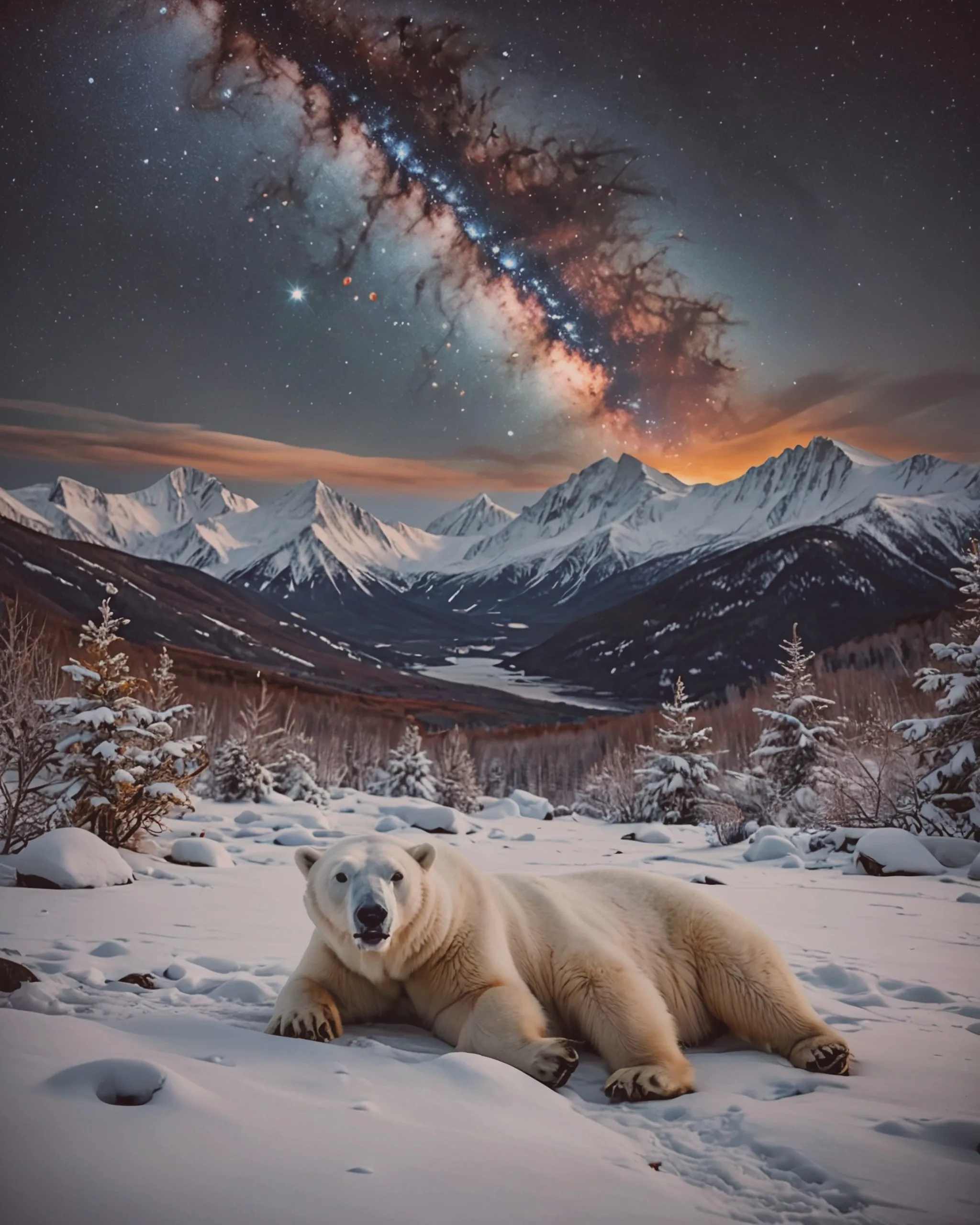 A winter day mountains a few - Free AI Photo Generator - starryai