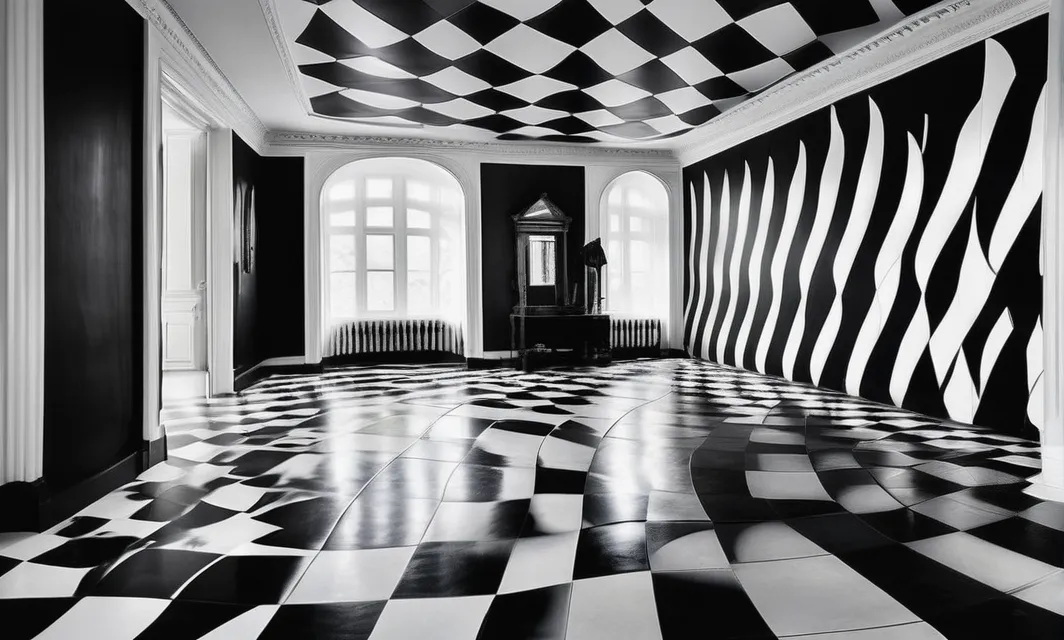 Black white checkerboard room all - Free AI Photo Generator - starryai