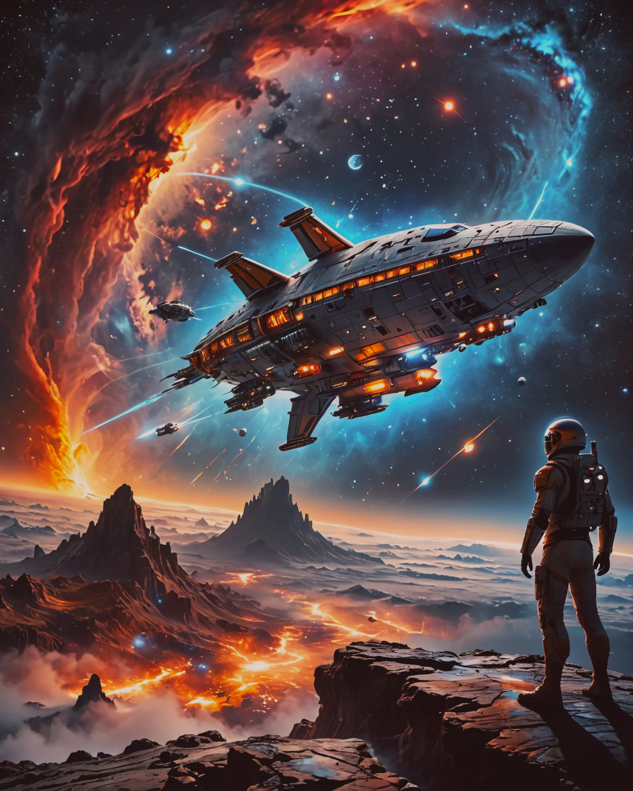 A majestic starship sails through - Free AI Photo Generator - starryai