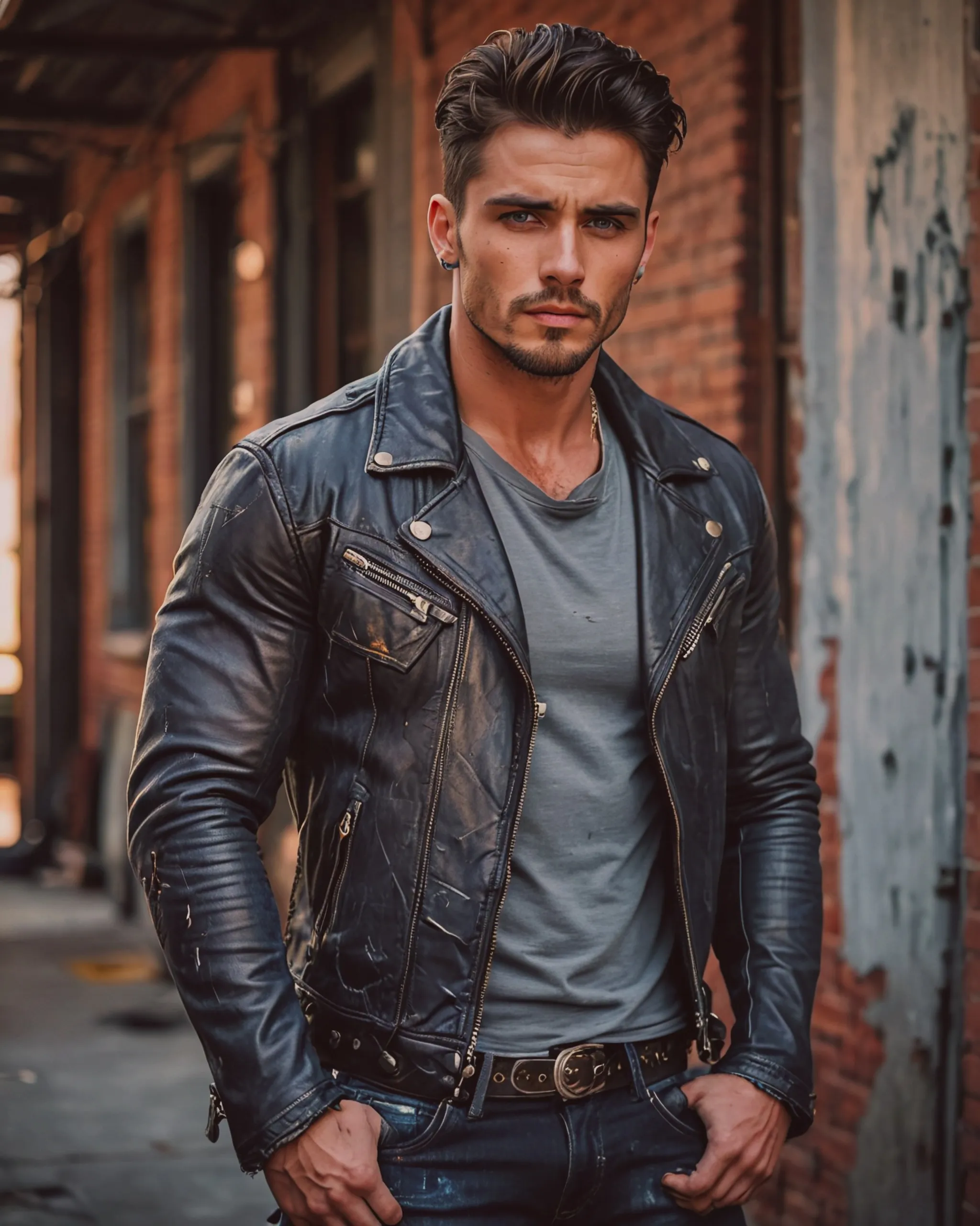 young man rugged handsome build, - Free AI Photo Generator - starryai