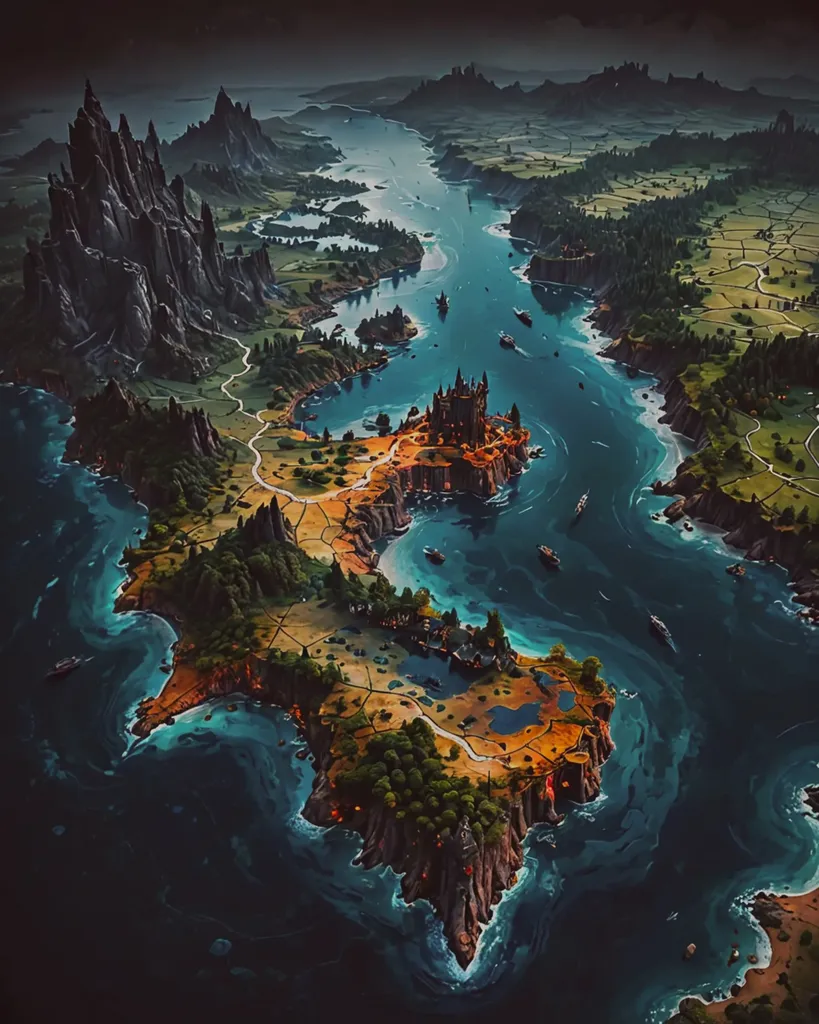 Draw a Dark fantasy style map map - Free AI Photo Generator - starryai