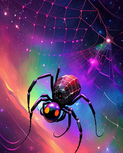 space spider weaves its colorful web - AI Photo Generator - starryai