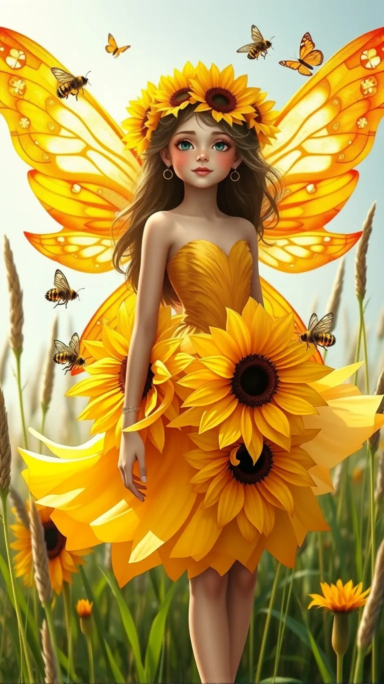 a faerie a dress (made vibrant, - Free AI Photo Generator - starryai