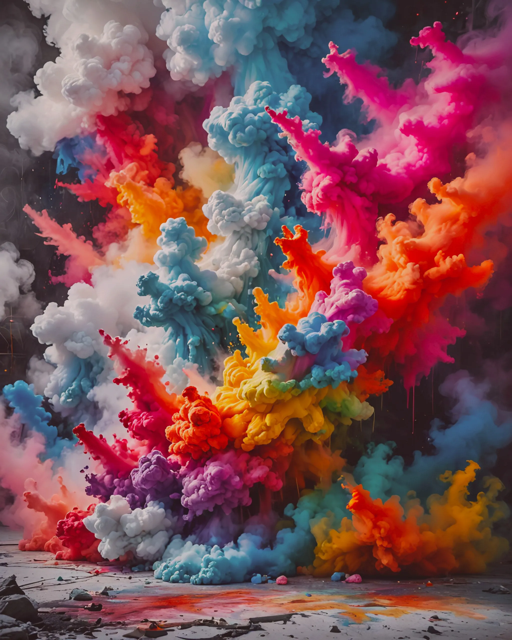 A large area exploding chalk - Free AI Photo Generator - starryai