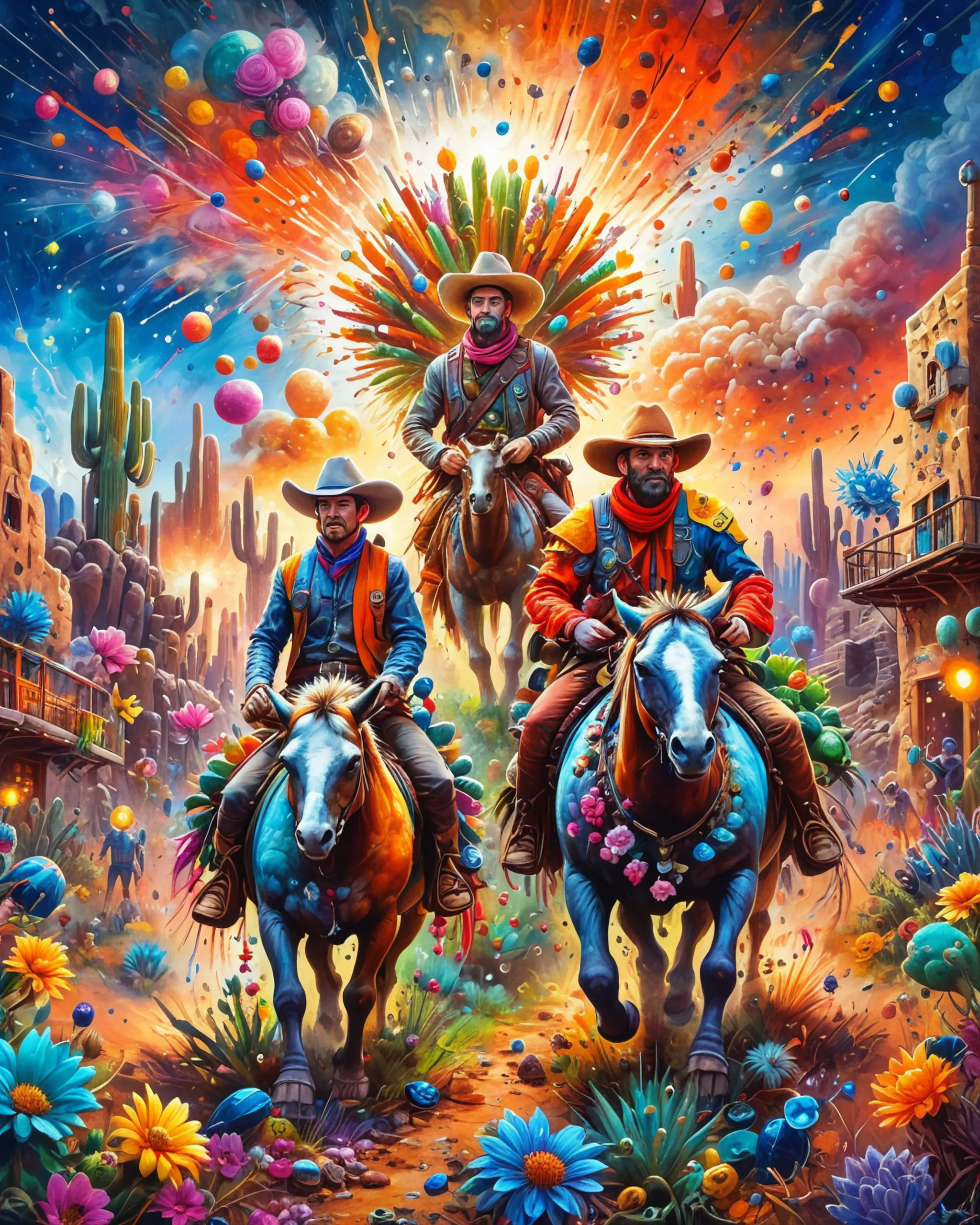 2 cowboys brush realm - Free AI Photo Generator - starryai