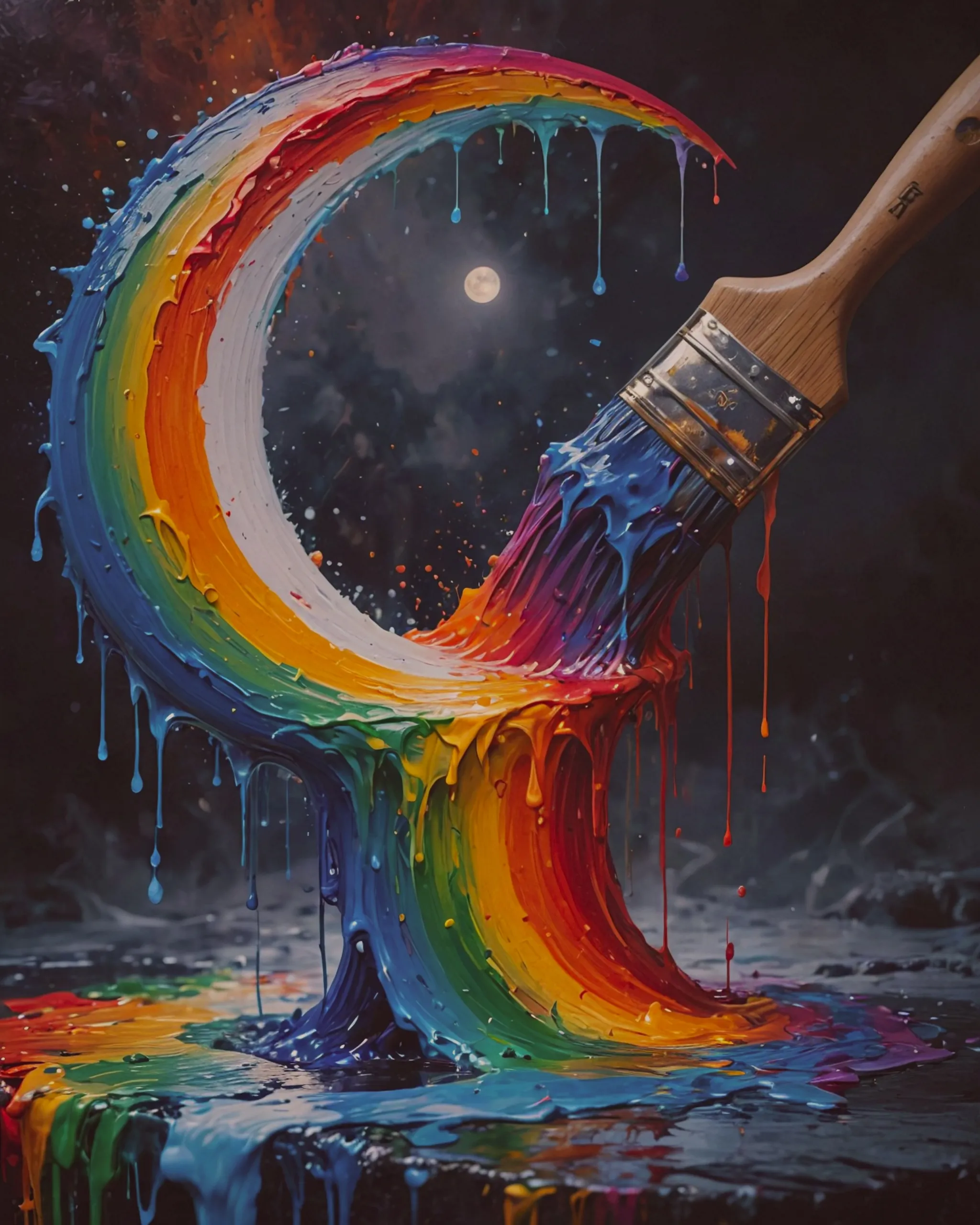 A paint brush creating a rainbow - Free AI Photo Generator - starryai