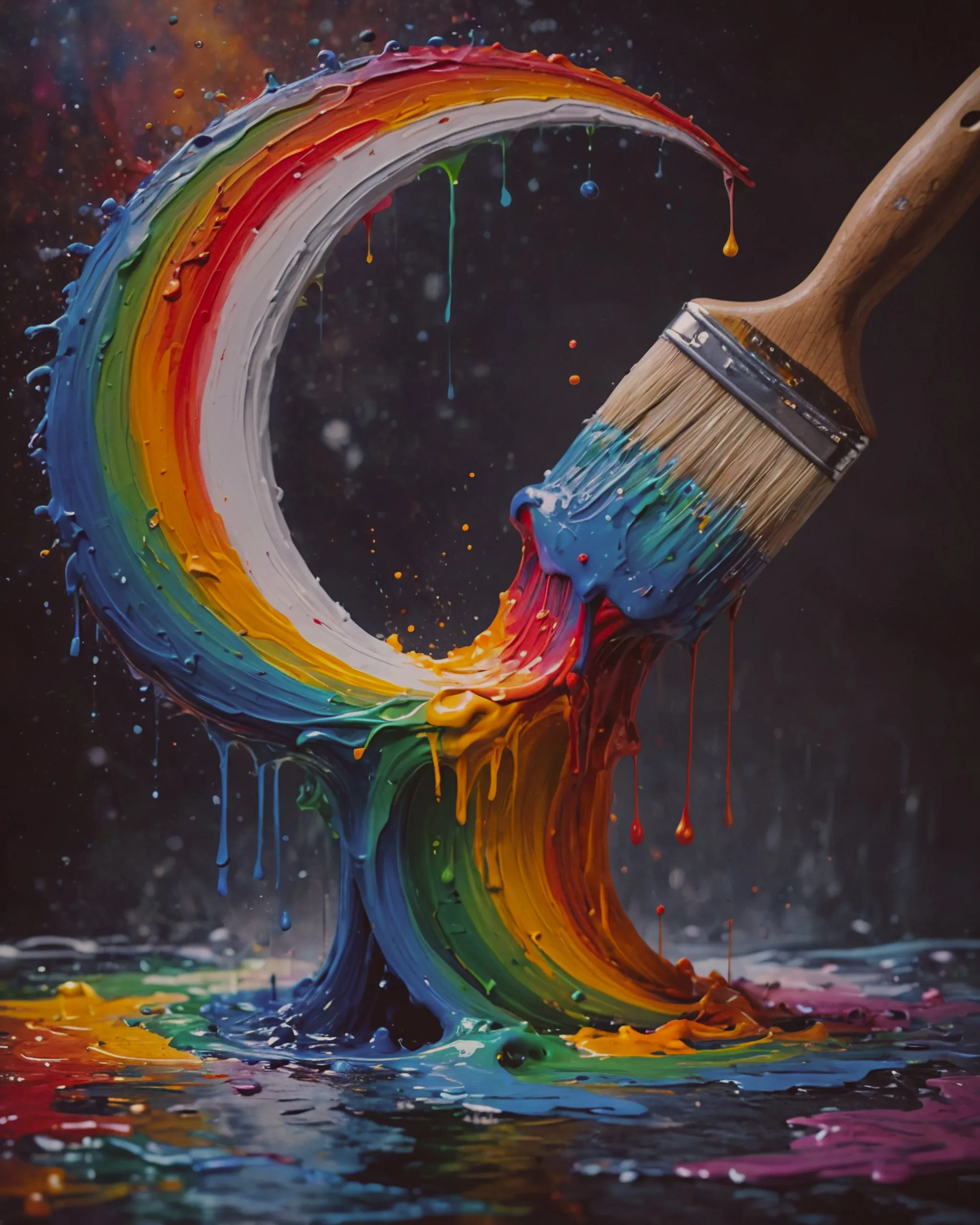 A paint brush creating a rainbow - Free AI Photo Generator - starryai